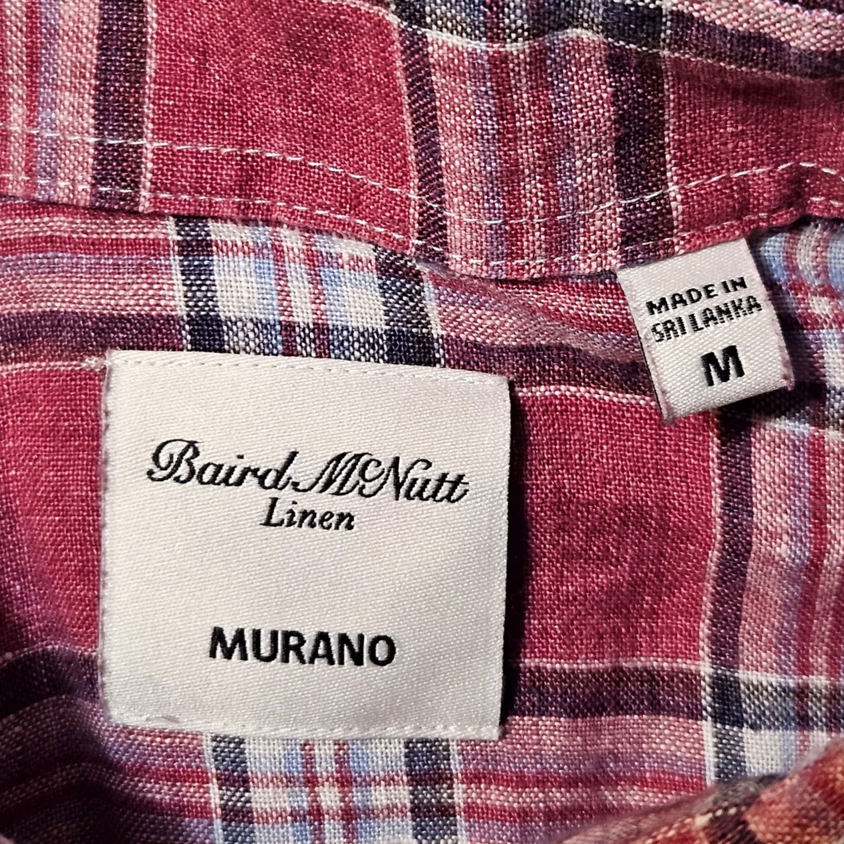 Murano Murano Baird McNutt Linen Shirt Men's Medium Red Plaid Checkered Button Down Size US M / EU 48-50 / 2 - 3 Thumbnail