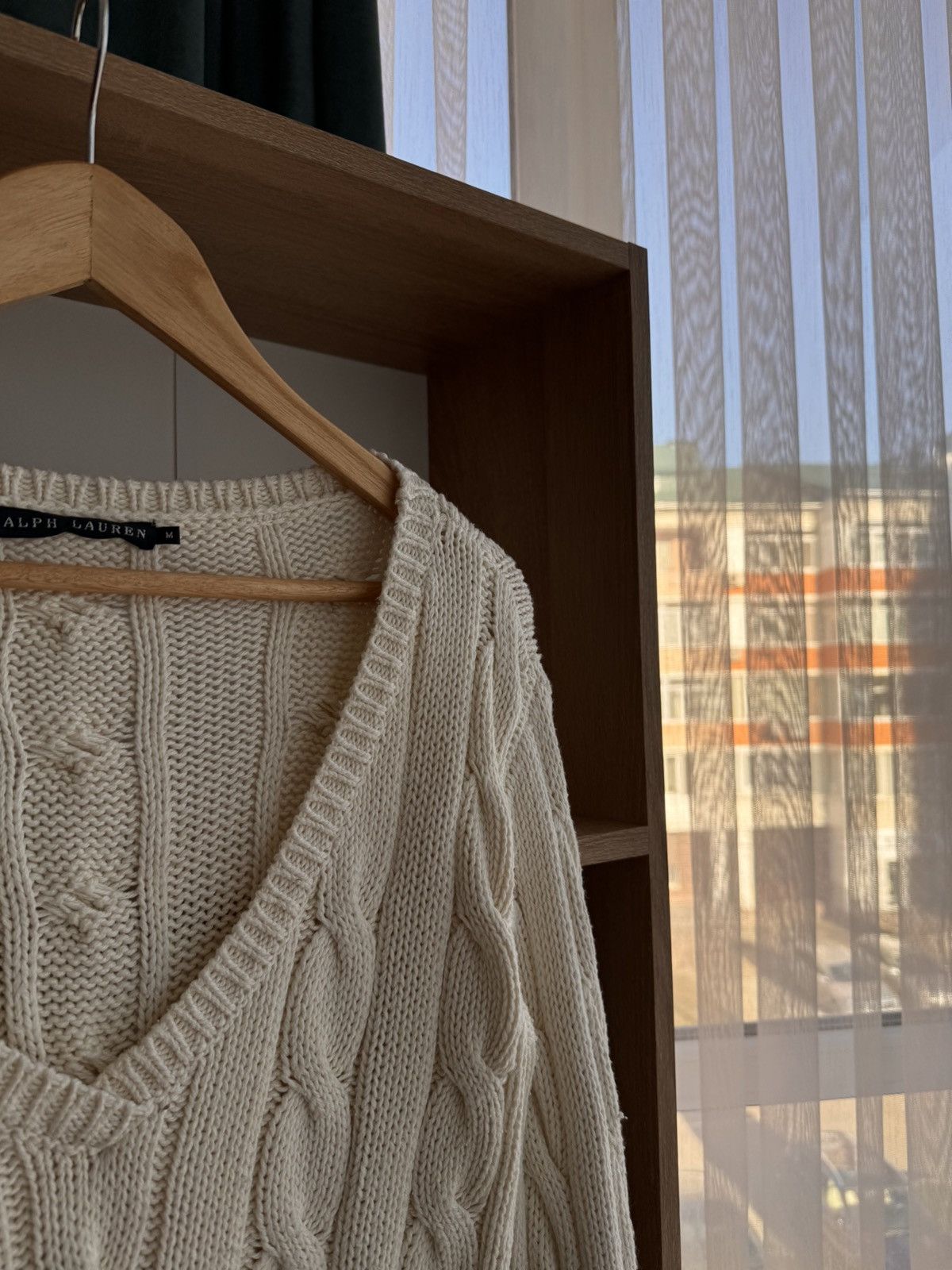 Polo Ralph Lauren × Ralph Lauren × Vintage Vintage Lauren Ralph Lauren W’ Beige Cable Knit Sweater Size M / US 6-8 / IT 42-44 - 4 Thumbnail