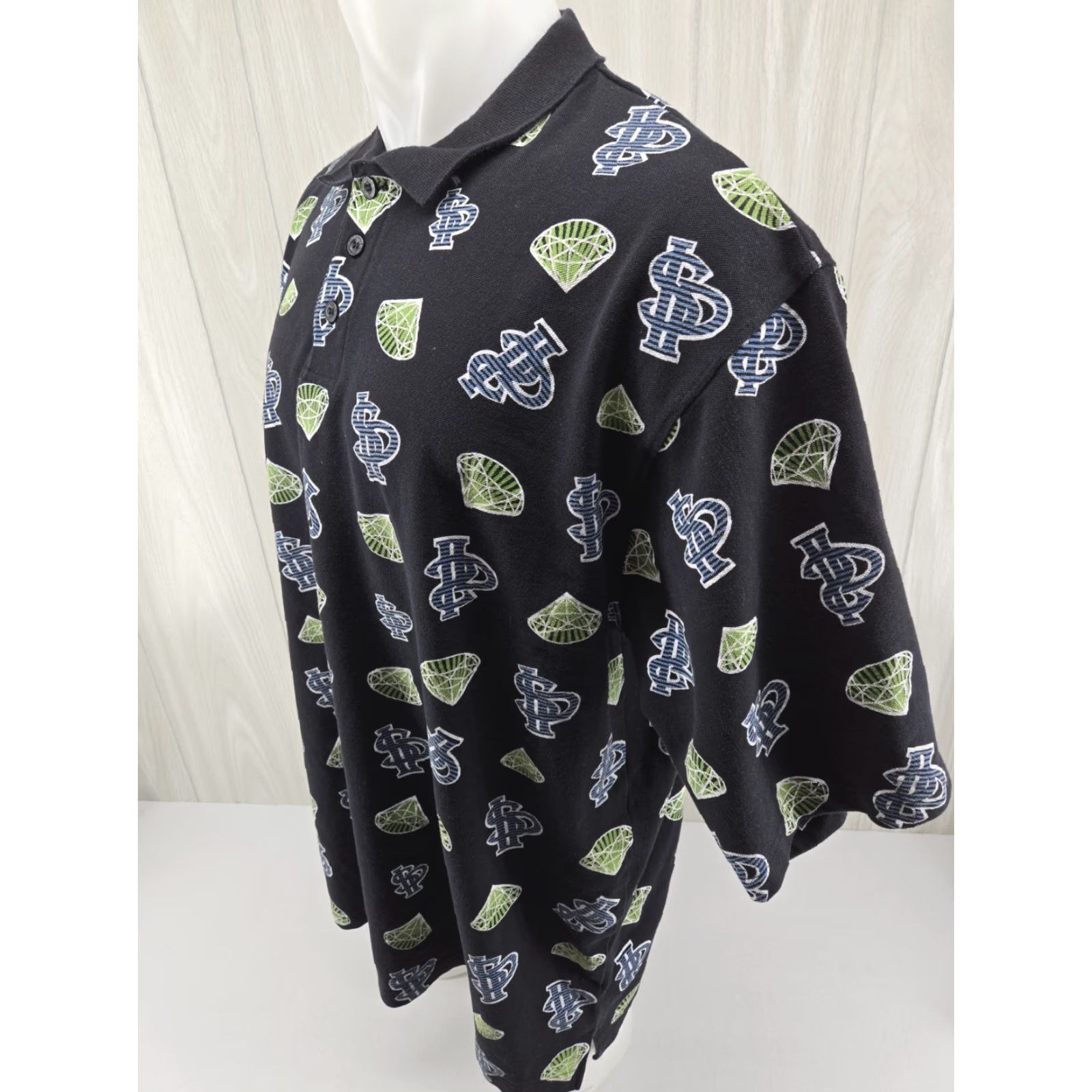 Southpole VINTAGE South Pole Polo Shirt Men’s 2XL Black All Over Print Diamonds SP Polo Shirt Hip Hop Y2K Logo Mens Size US XXL / EU 58 / 5 - 4 Thumbnail