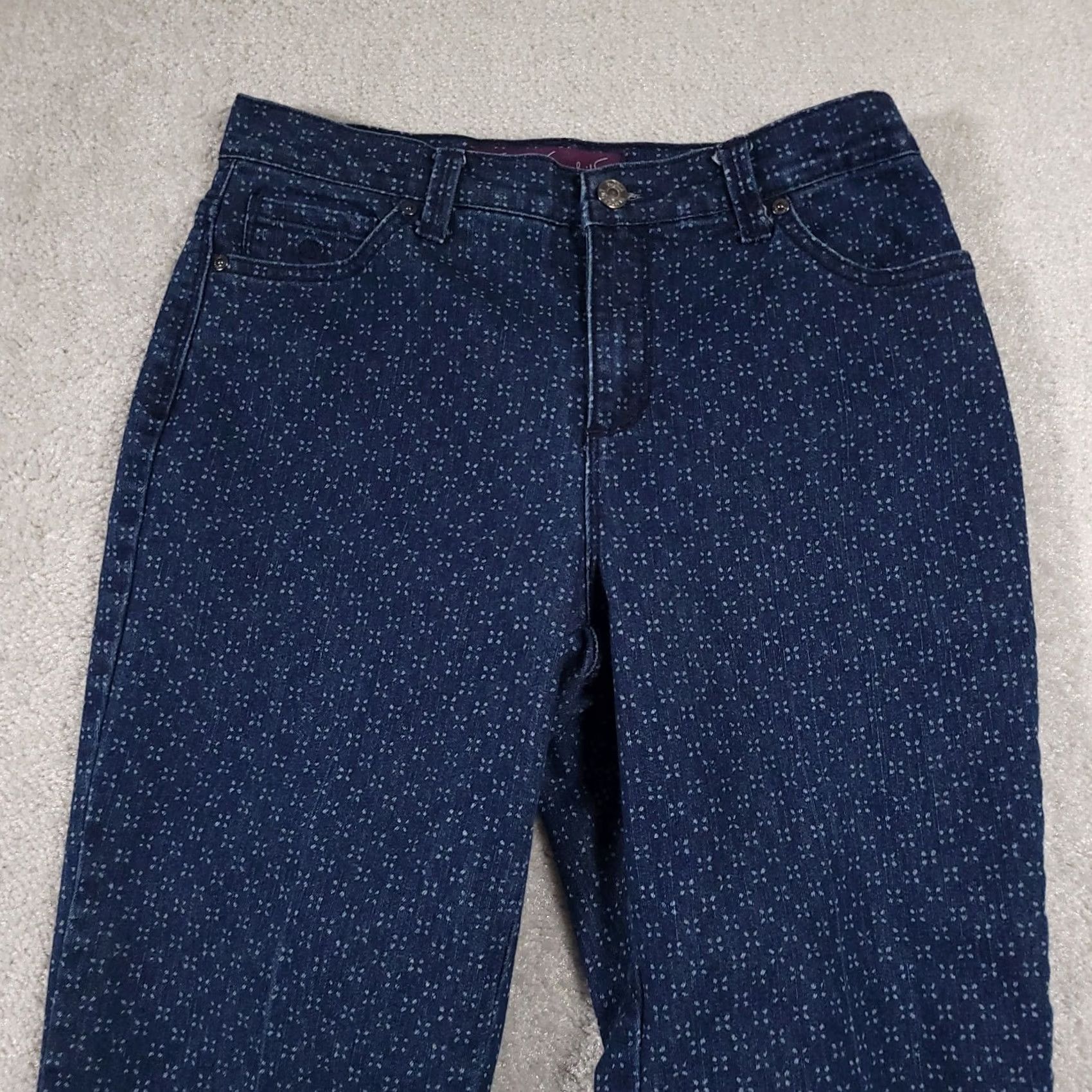 Gloria Vanderbilt Gloria Vanderbilt Jeans Womens 4 Blue Straight Leg Geometric All Over Print Boho Shirt Size 27" / US 4 / IT 40 - 3 Thumbnail