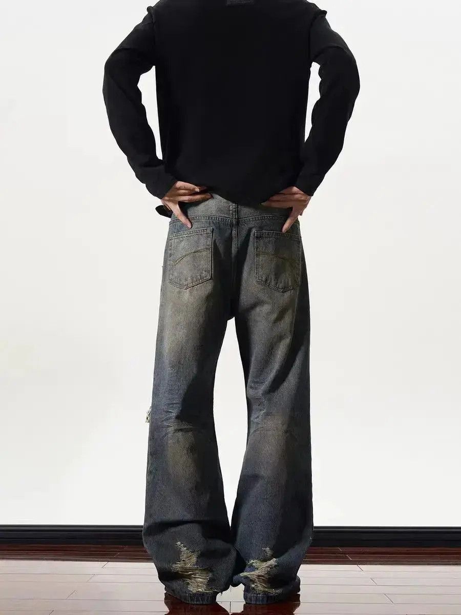 Japanese Brand Street hip hop ripped vintage washed baggy jeans Size US 32 / EU 48 - 4 Thumbnail