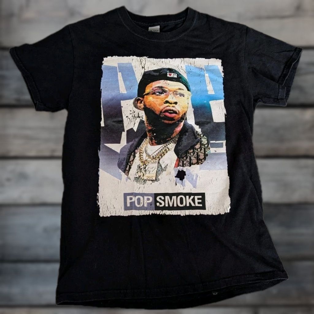 Gildan POP SMOKE Graphic Tee Shirt Black Size Small Unisex Adults Hip Hop Rap 100% Cotton Short Sleeve Size US S / EU 44-46 / 1 - 1 Thumbnail