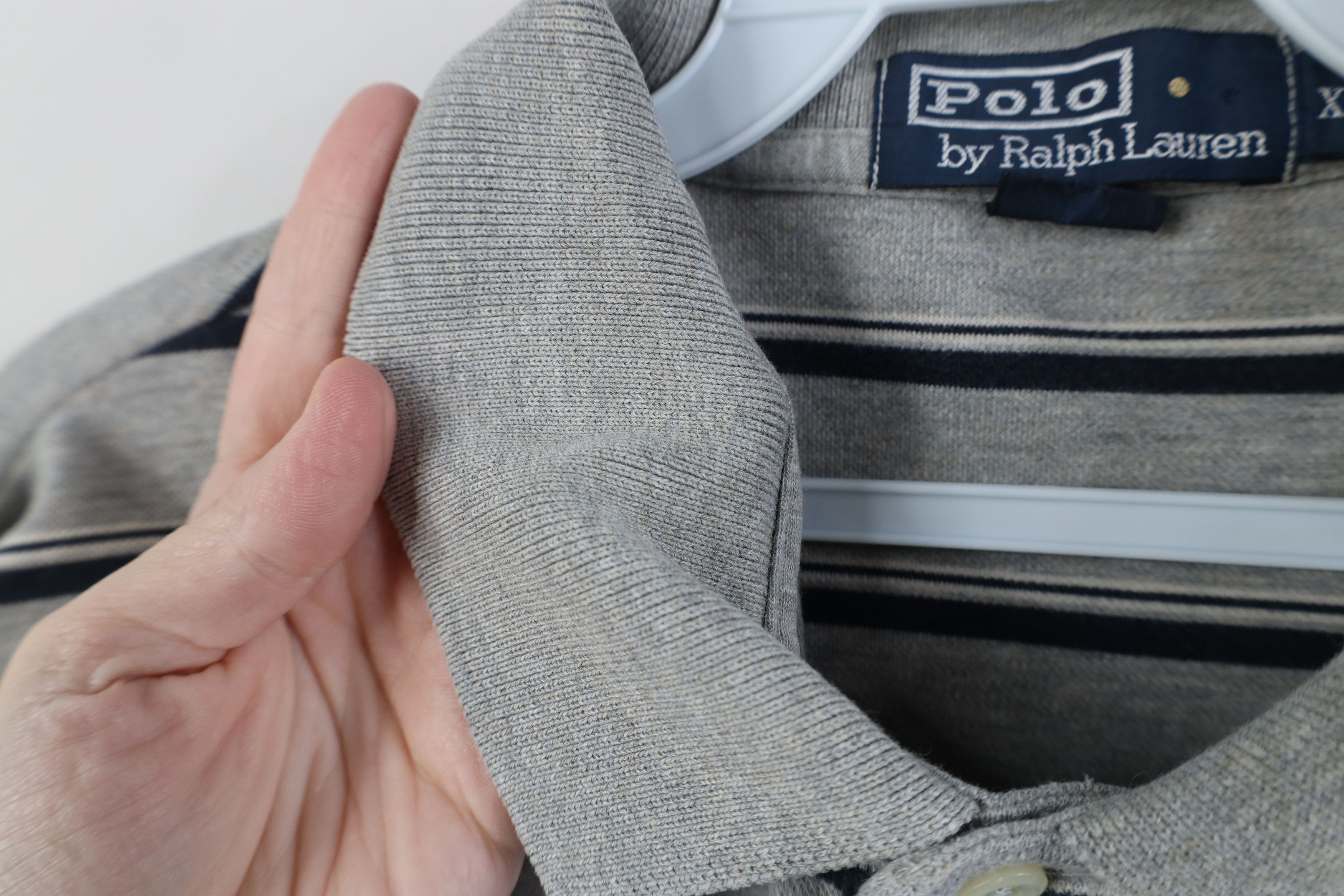Ralph Lauren Vintage 90s Ralph Lauren Block Cotton Knit Golf Polo Gray Size US XL / EU 56 / 4 - 9 Thumbnail