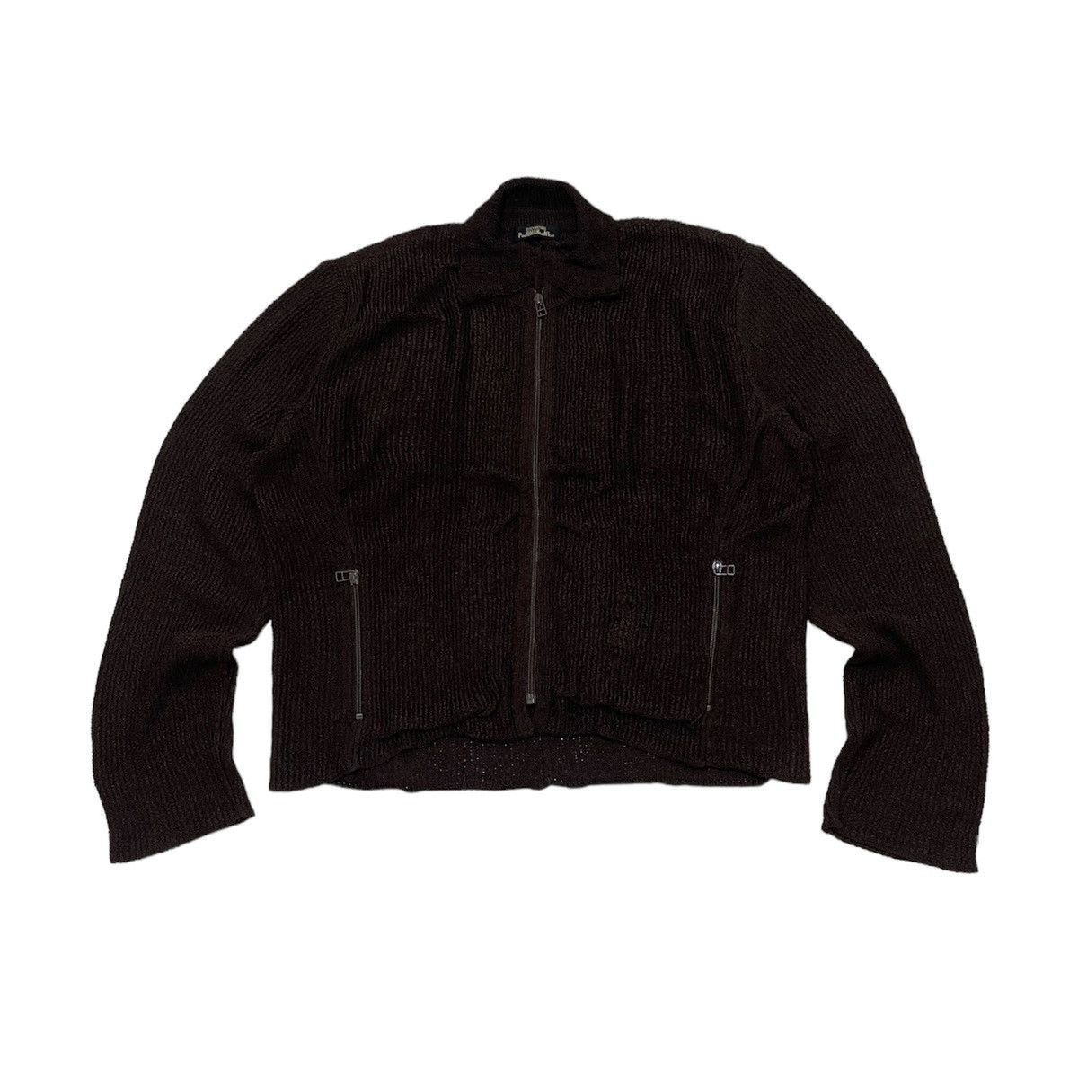 image of Issey Miyake Permanente Pleated Knit Jacket in Brown, Men's (Size Medium)