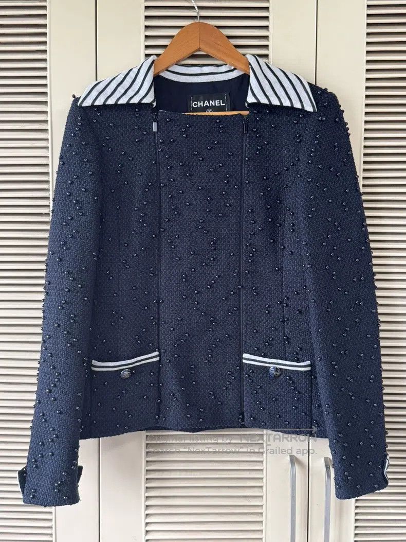 Chanel Chanel 2017 Dark Blue Beaded Jacket Size XS / US 0-2 / IT 36-38 - 1 Thumbnail