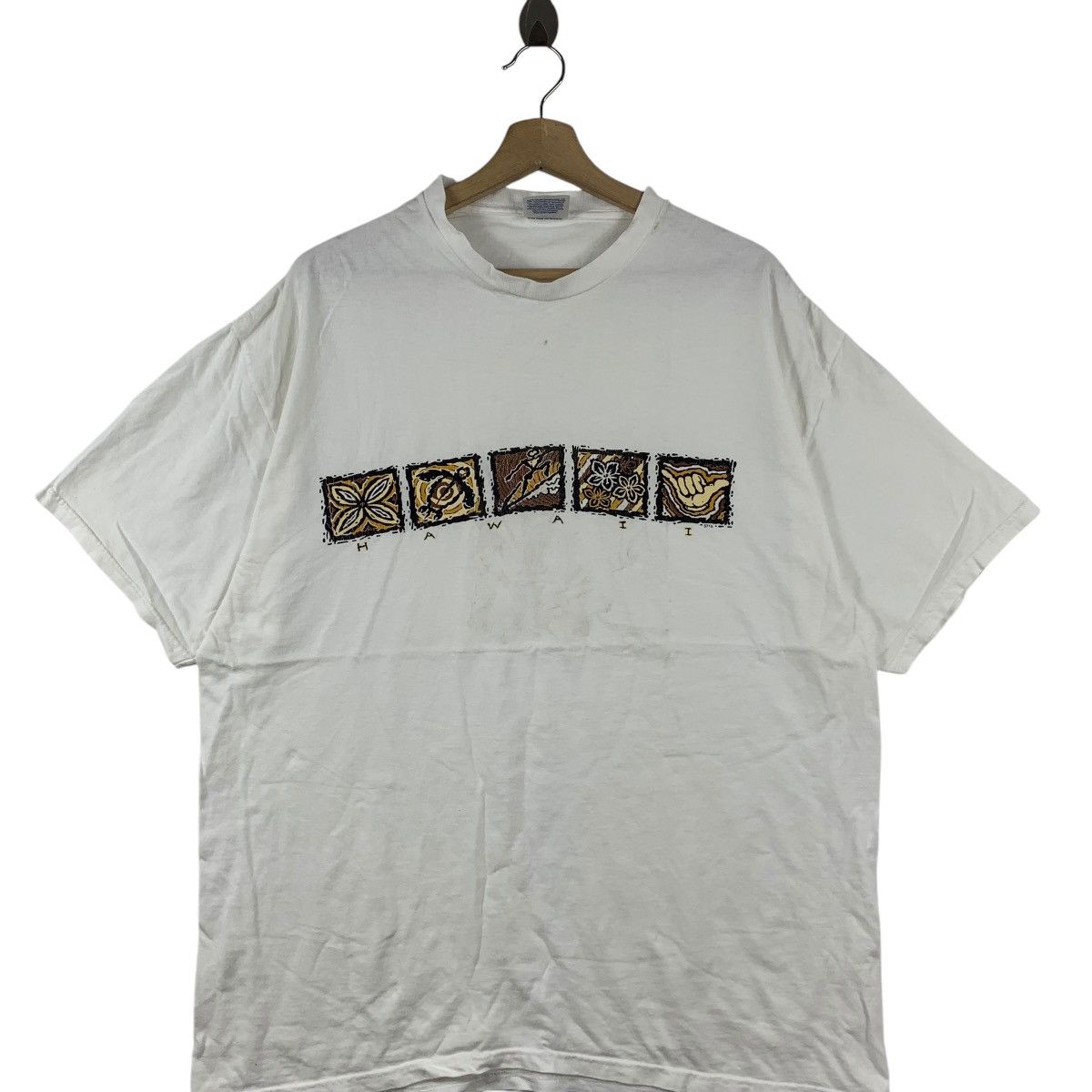 Vintage Vintage 90’ HAWAII HANG LOOSE Hanes Tag Tee Shirt Top Box Size US XL / EU 56 / 4 - 3 Thumbnail