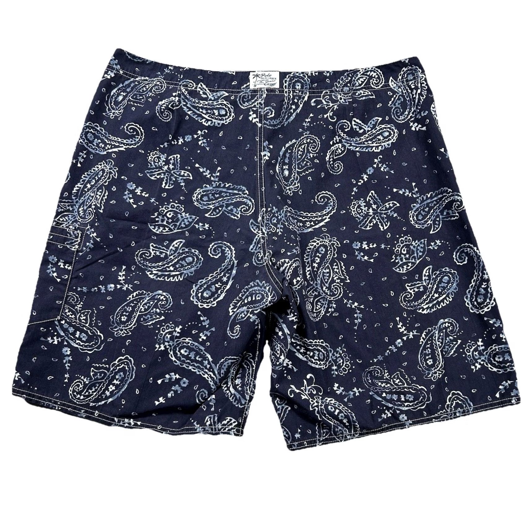 Polo Ralph Lauren Polo Ralph Lauren Mens Board Shorts 36 Navy Blue Paisley 9" Inseam Linerless Size US M / EU 48-50 / 2 - 2 Thumbnail