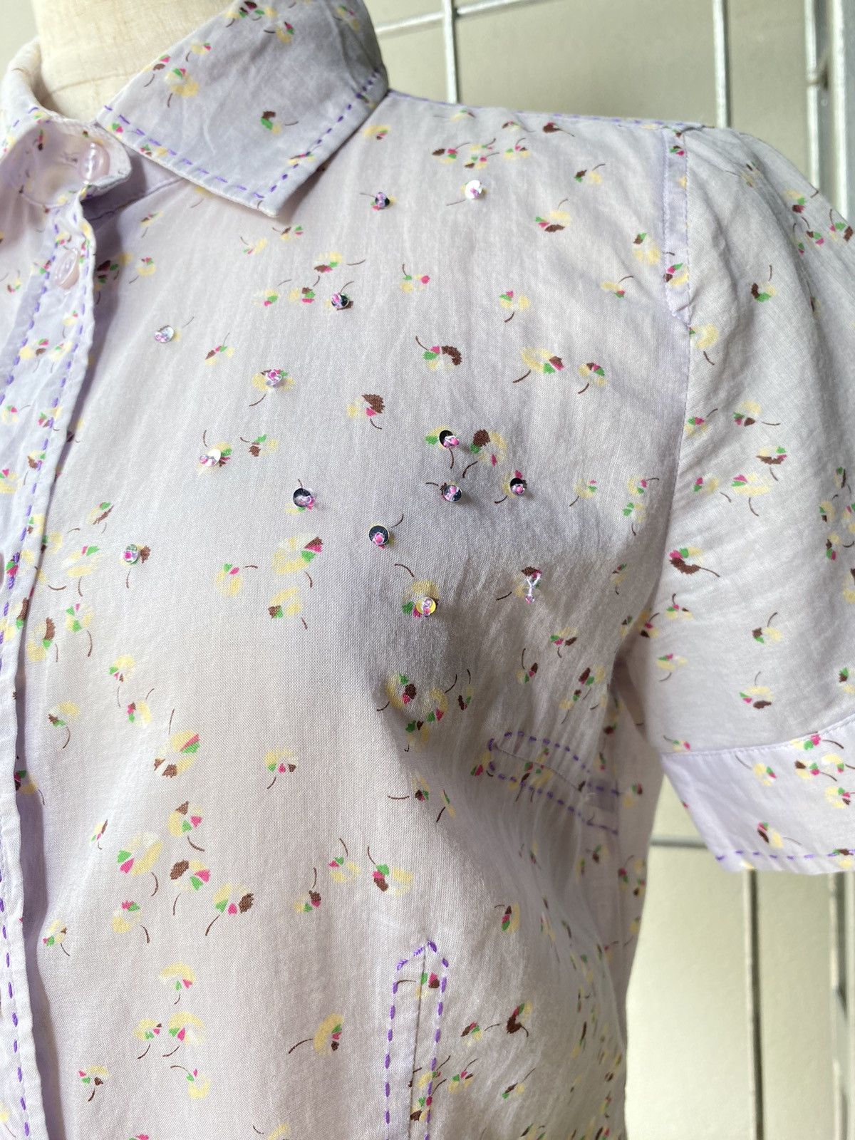 Paul Smith Paul Smith Women Lilac Floral Shirt Size S / US 4 / IT 40 - 3 Thumbnail