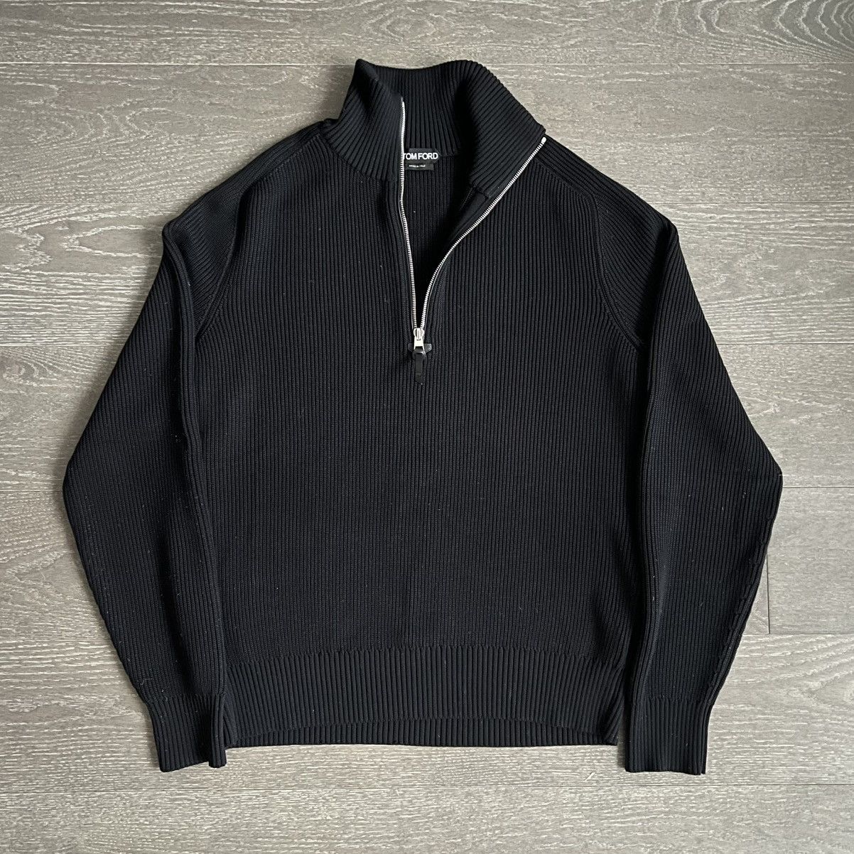 Tom Ford Half Zip Sweater Silk Wool IT 54 Size US L / EU 52-54 / 3 - 1 Thumbnail
