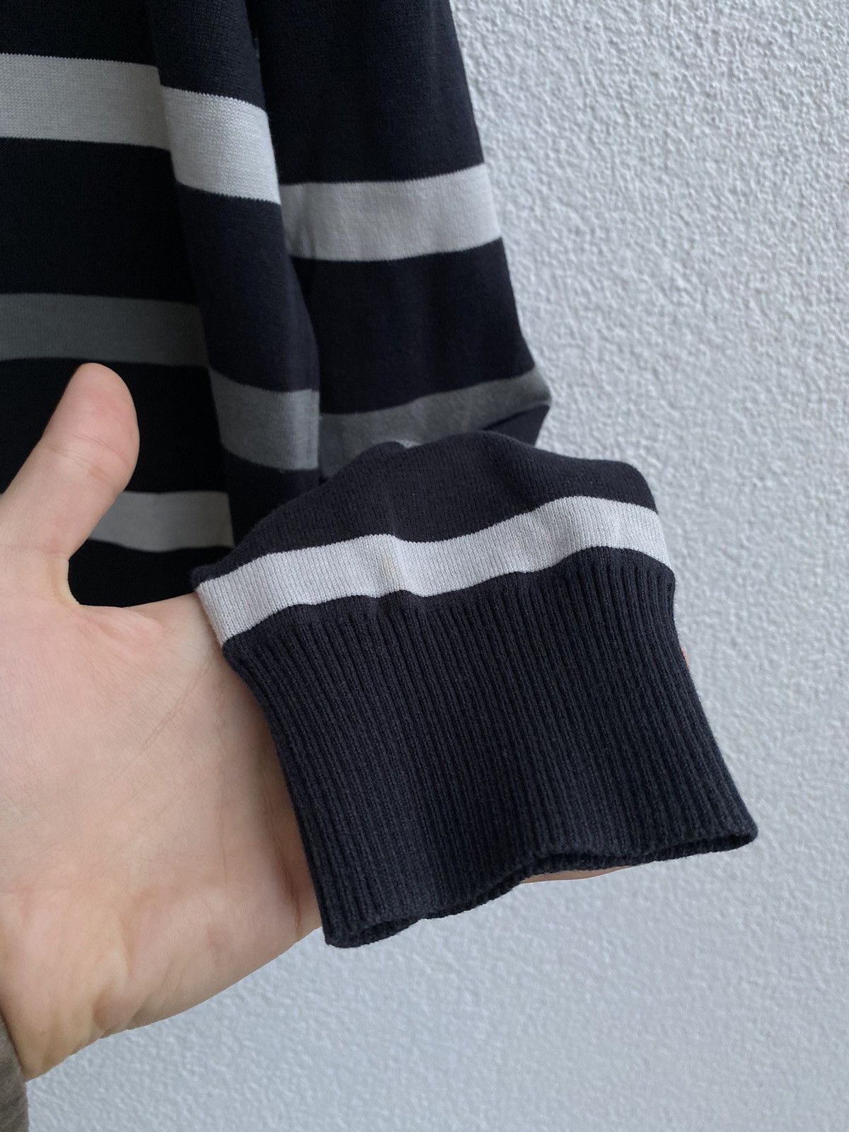 Yves Saint Laurent Black YSL Crewneck Striped Vintage Sweatshirt Size US L / EU 52-54 / 3 - 6 Thumbnail