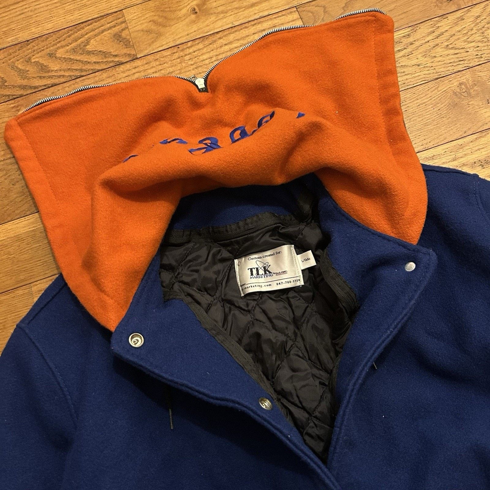 Delong × Vintage Wool Leather Trim Hooded Varsity Bomber Hoffman Jacket Large Size US L / EU 52-54 / 3 - 2 Thumbnail