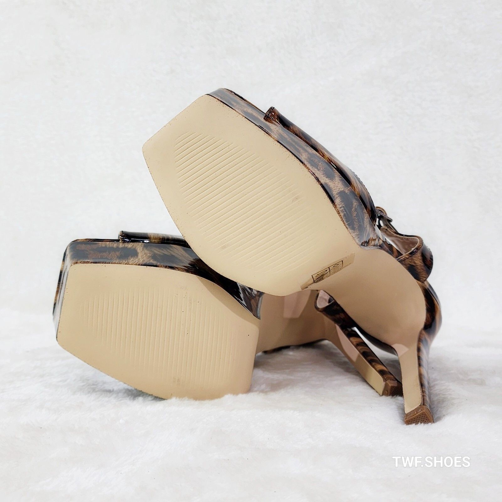 Other Gwen Glossy Leopard Patent Platform Open Toe 6" Stiletto Hig Size US 9 / IT 39 - 4 Thumbnail