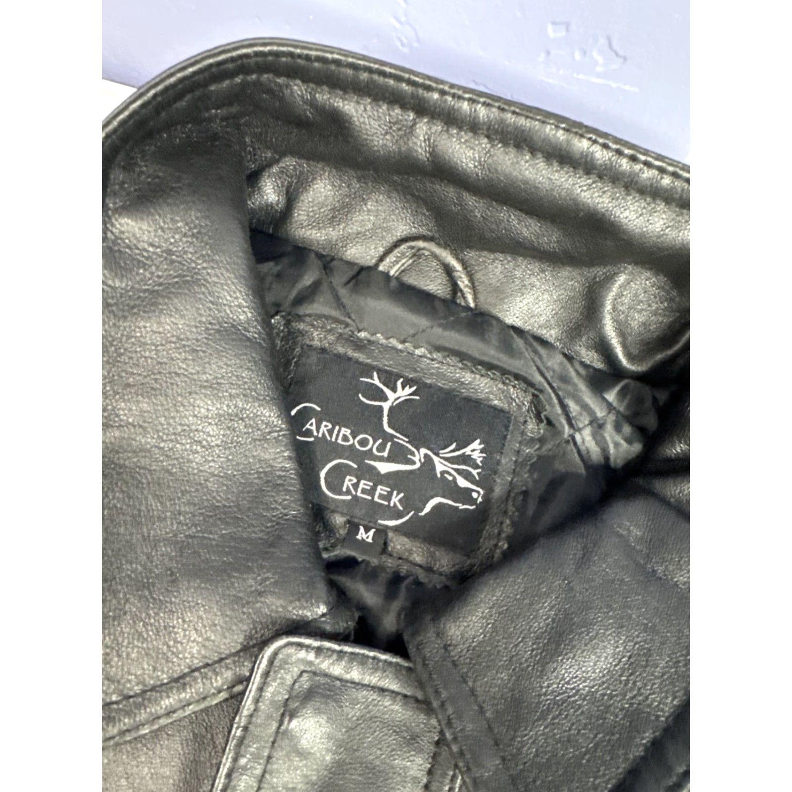 Vintage VINTAGE Caribou Creek Black Leather Bomber Jacket Coat Mens M Size US M / EU 48-50 / 2 - 2 Thumbnail