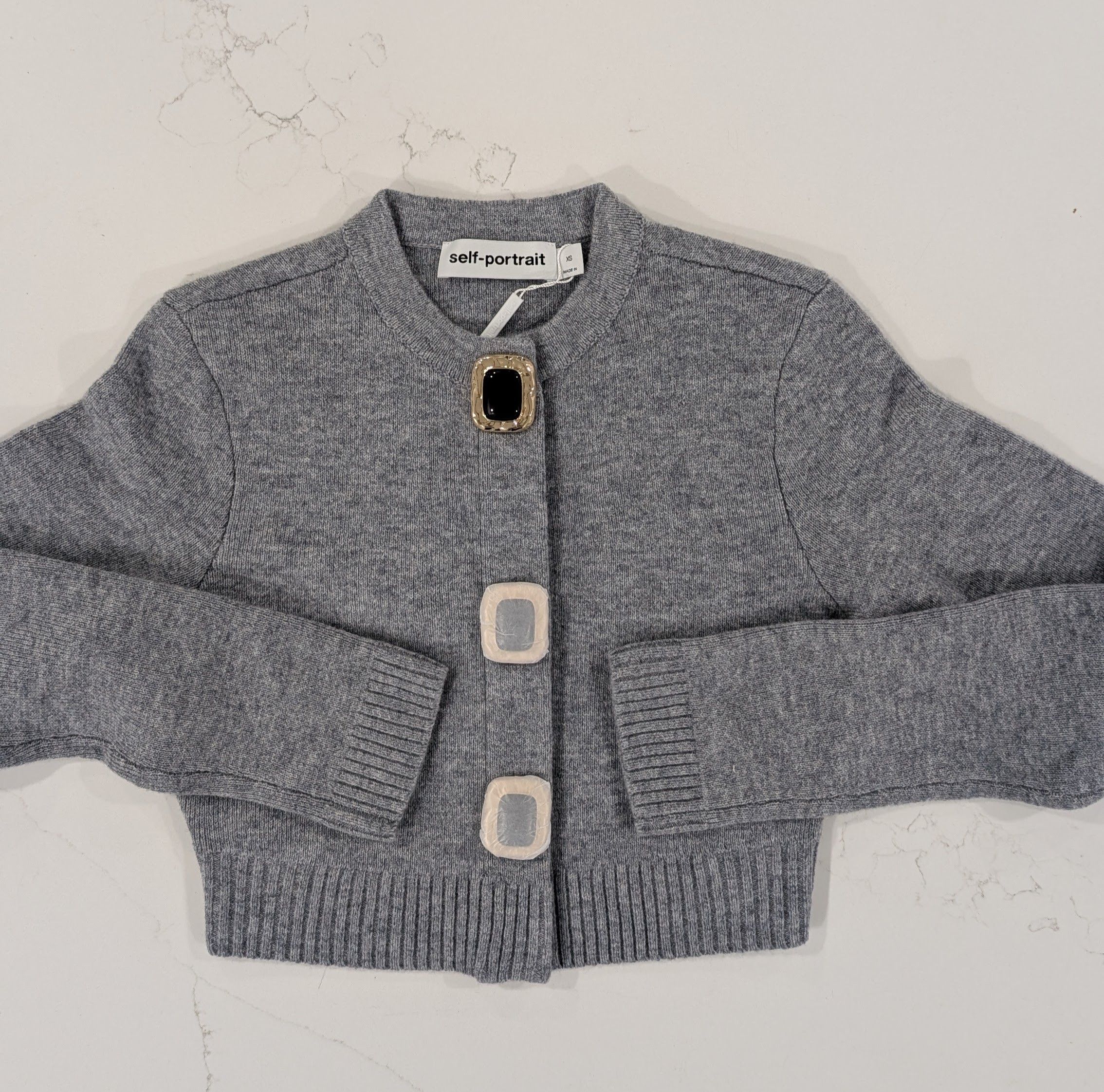 Self-Portrait Self-Portrait Cropped Wool Blend Cardigan Sweater Size XS / US 0-2 / IT 36-38 - 1 Thumbnail