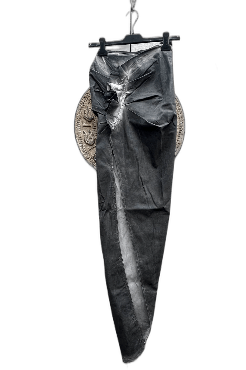 Rick Owens rick owens gray wax-coated high-slit denim skirt Size 24" / US 00 / IT 34 - 1 Thumbnail