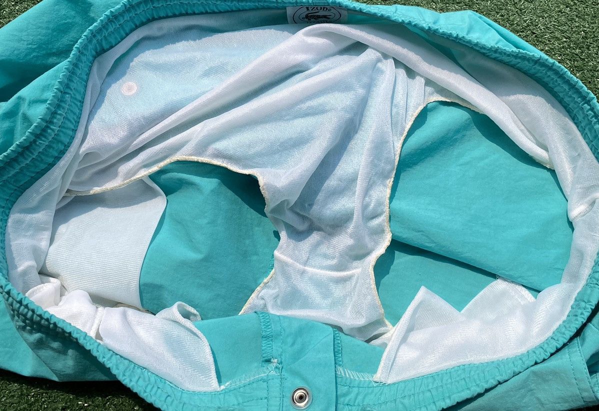Lacoste Vintage 90’s Izod Lacoste Aqua Blue Lined Swim Trunk Shorts Size US 40 / EU 56 - 5 Thumbnail