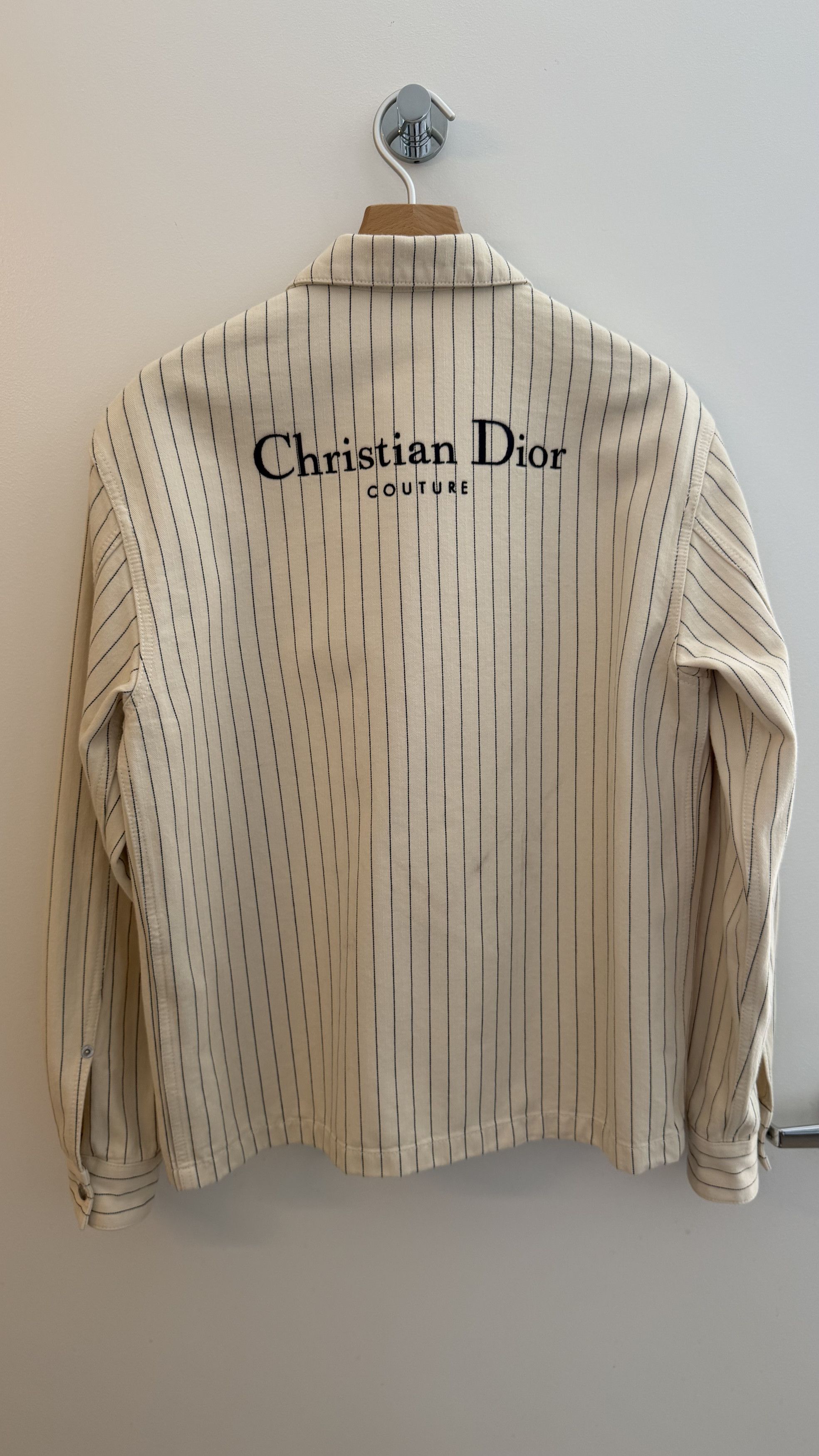 Dior Dior Homme Cream Striped Cotton Button Front Jacket Size US S / EU 44-46 / 1 - 1 Thumbnail