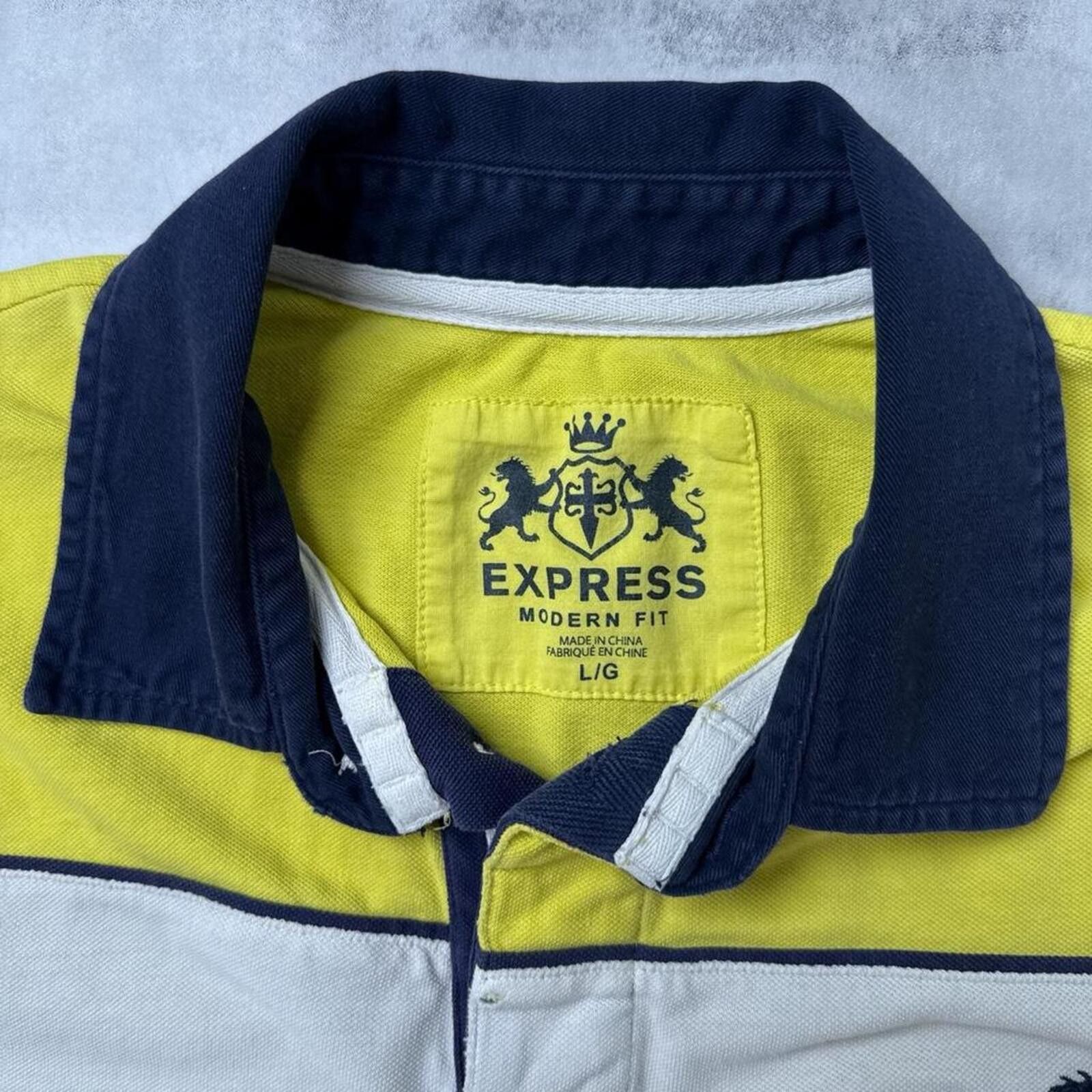 Express Y2K Express Yellow Logo Grunge Polo shirt Size US L / EU 52-54 / 3 - 6 Thumbnail