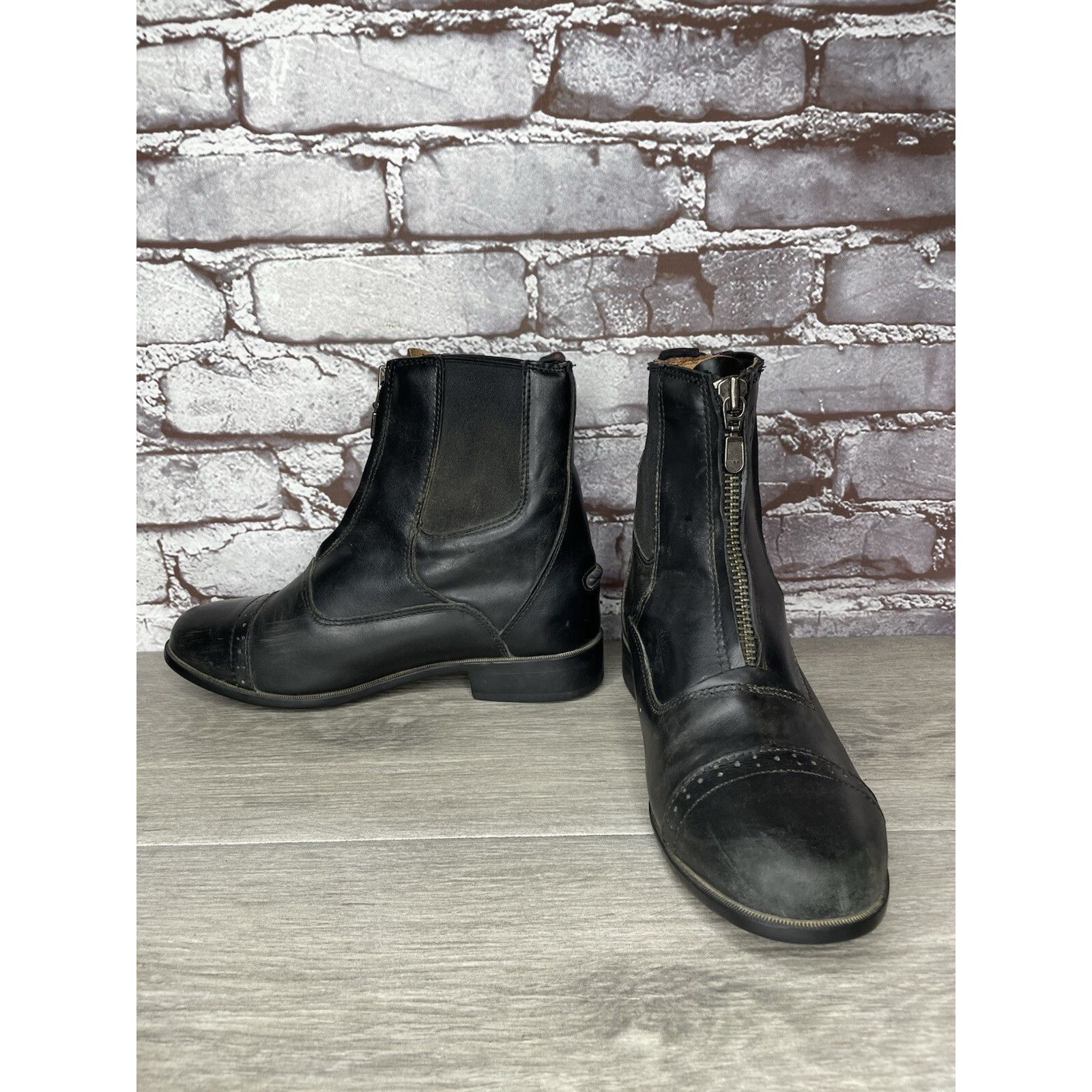 Justin Justin Black Leather Front Zip Jodhpur Cap Toe Boots Women S Size US 7 / IT 37 - 10 Thumbnail