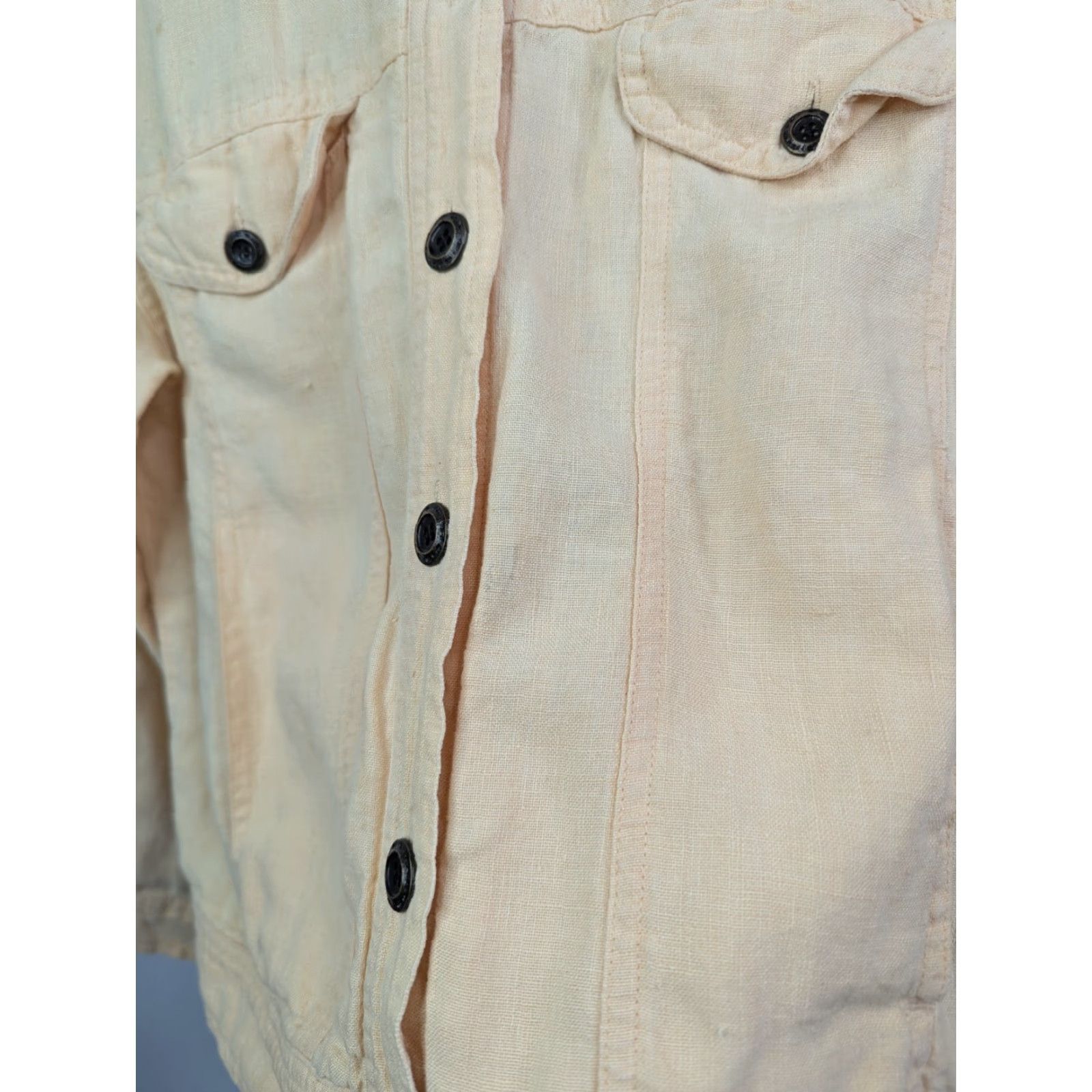 J. Jill VINTAGE J Jill Jacket Women's XS Petite Yellow Linen Button Up Long Sleeve Pockets Size XS / US 0-2 / IT 36-38 - 2 Thumbnail