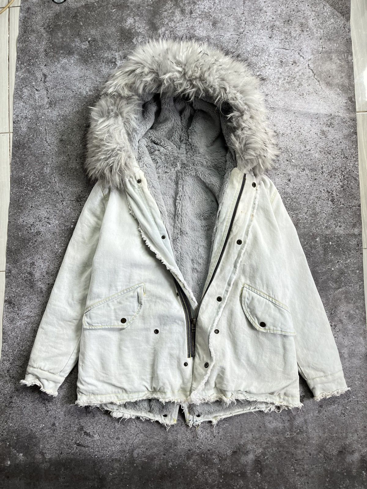 MR & MRS ITALY Vtg Mr & Mrs Italy - Fur Hoodie Denim Jacket Size US L / EU 52-54 / 3 - 5 Thumbnail