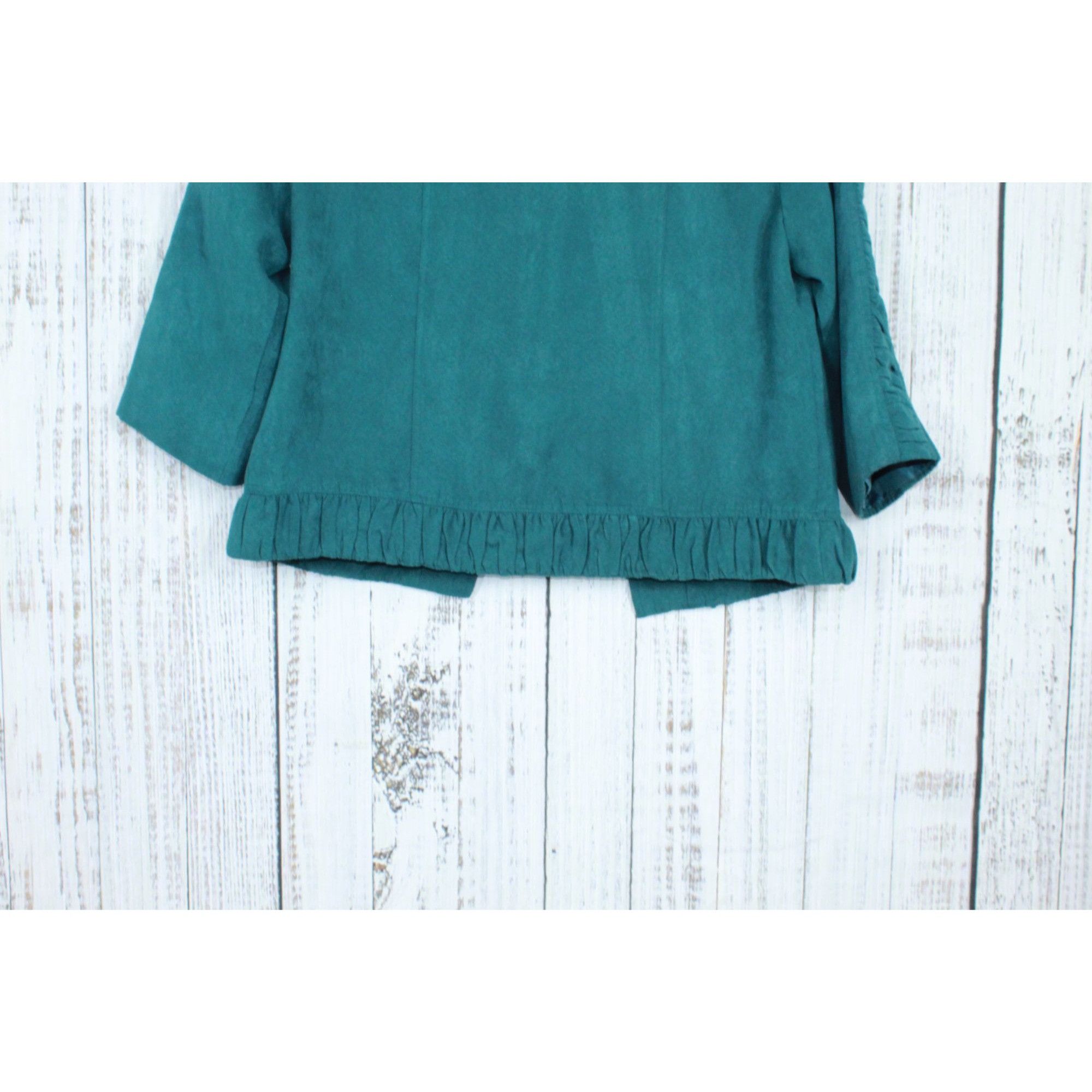 Other Christopher & Banks Green Suede Ruffle Button Jacket Size M / US 6-8 / IT 42-44 - 9 Thumbnail