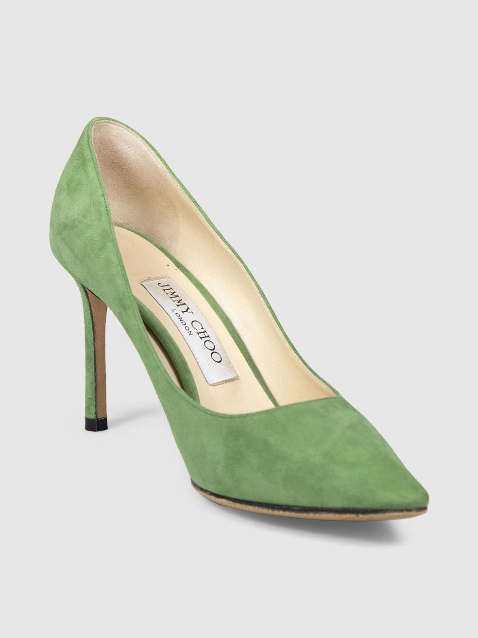 Jimmy Choo Green Suede Pumps Size US 5.5 / IT 35.5 - 1 Thumbnail