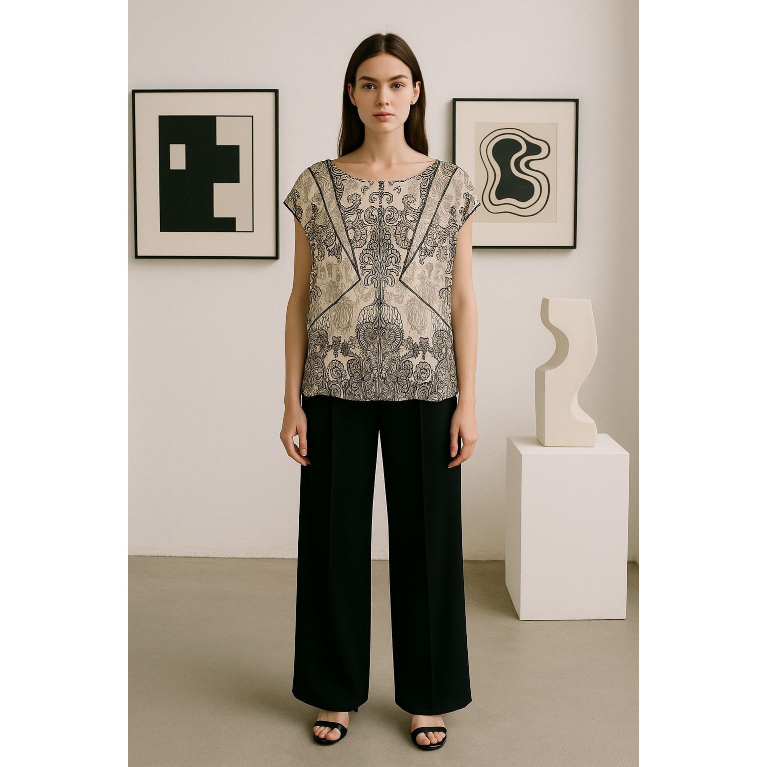 Other Willow and Clay Black Ivory Silk Top Small Whimsygoth Boho C Size S / US 4 / IT 40 - 3 Thumbnail