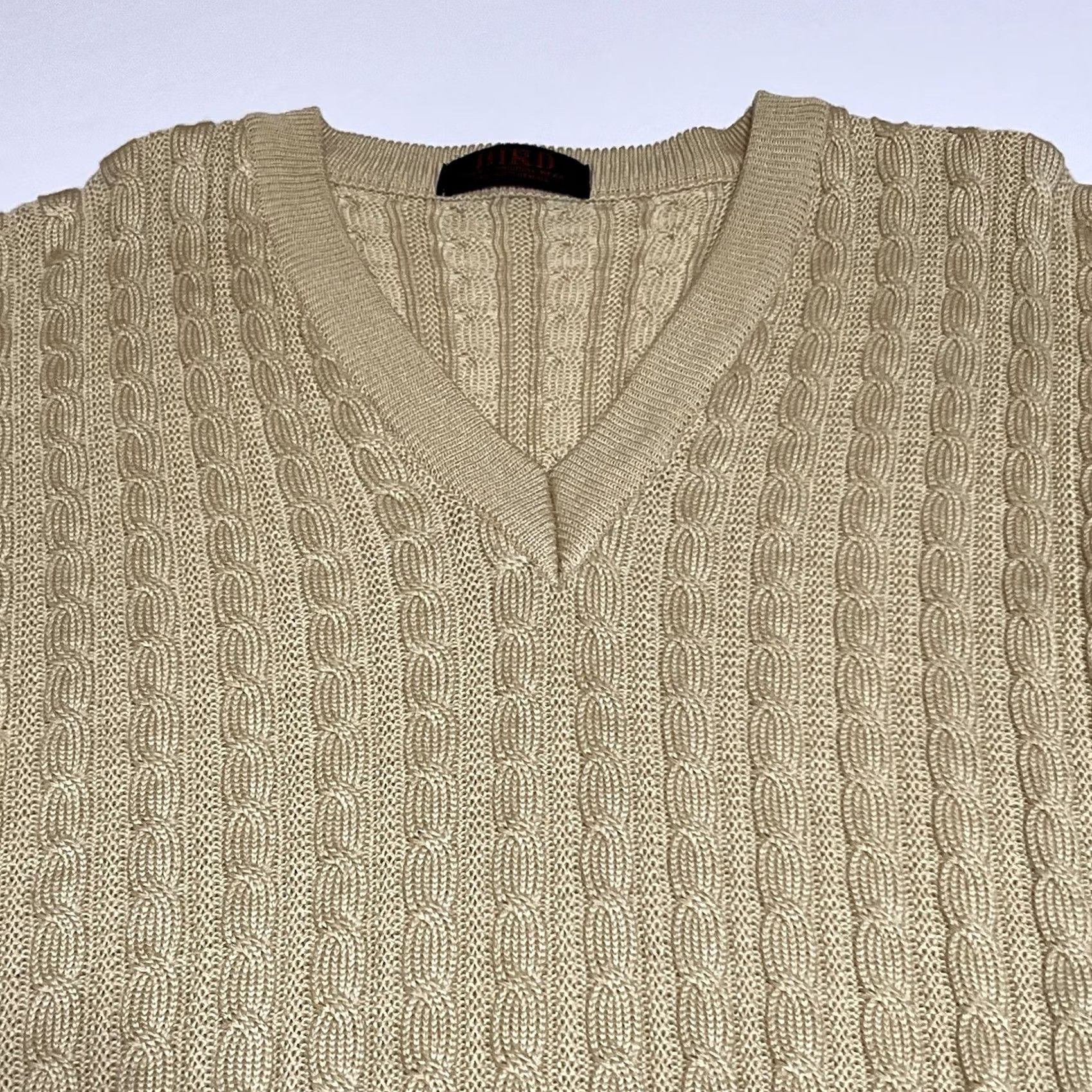 Vintage VINTAGE Bird Men’s M-L Cable Knit Fisherman’s Sweater Tan Wool Blend Sweater Crew Neck Long Sleeve Beiges 90s Outdoor Casual Mens Size US M / EU 48-50 / 2 - 2 Thumbnail