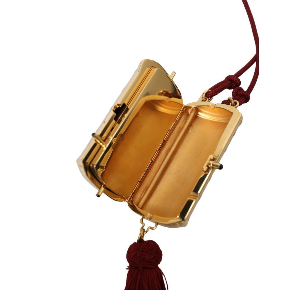 Dolce & Gabbana Dolce & Gabbana Pink Exotic Leather Mini Mirror Tassel Makeu Size ONE SIZE - 8 Thumbnail