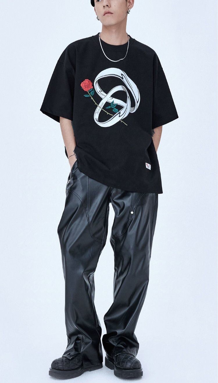 Designer × Leather Casual Pants Faux Leather Size US 35 - 4 Thumbnail