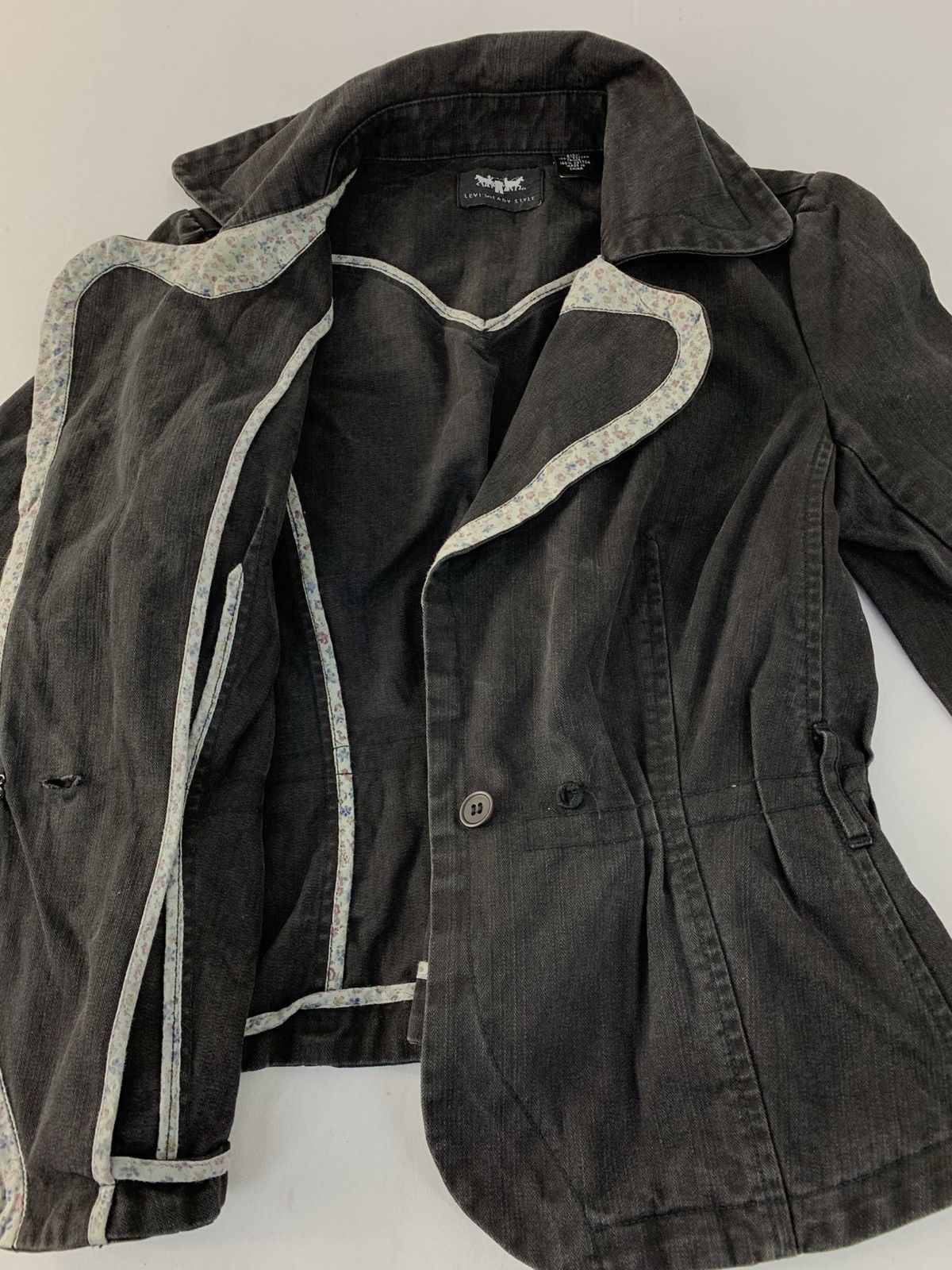 Levi's 90s Levis Lady Style Ball Denim Peacoat Jacket Size L / US 10 / IT 46 - 3 Thumbnail