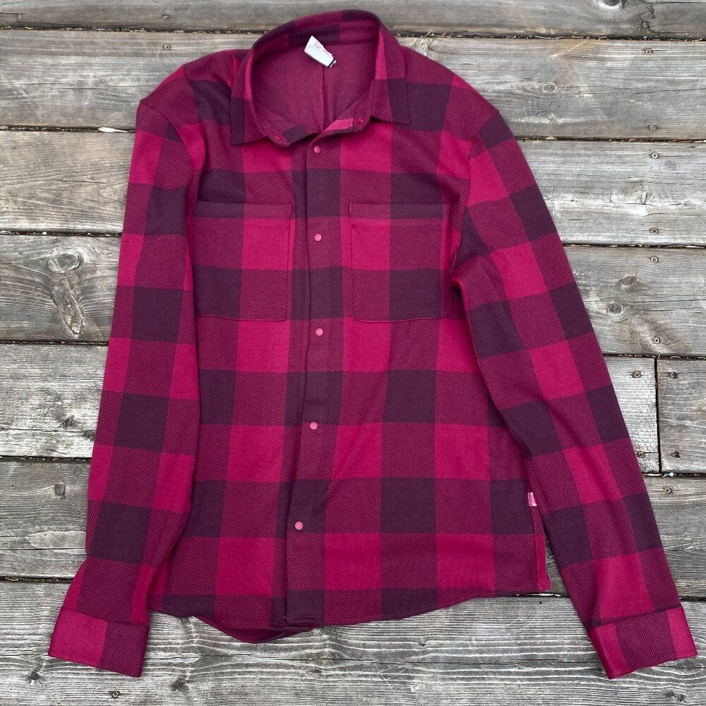 Lululemon Lululemon Soft Flannel Knit Overshirt Red/Purple Large Size US L / EU 52-54 / 3 - 1 Thumbnail