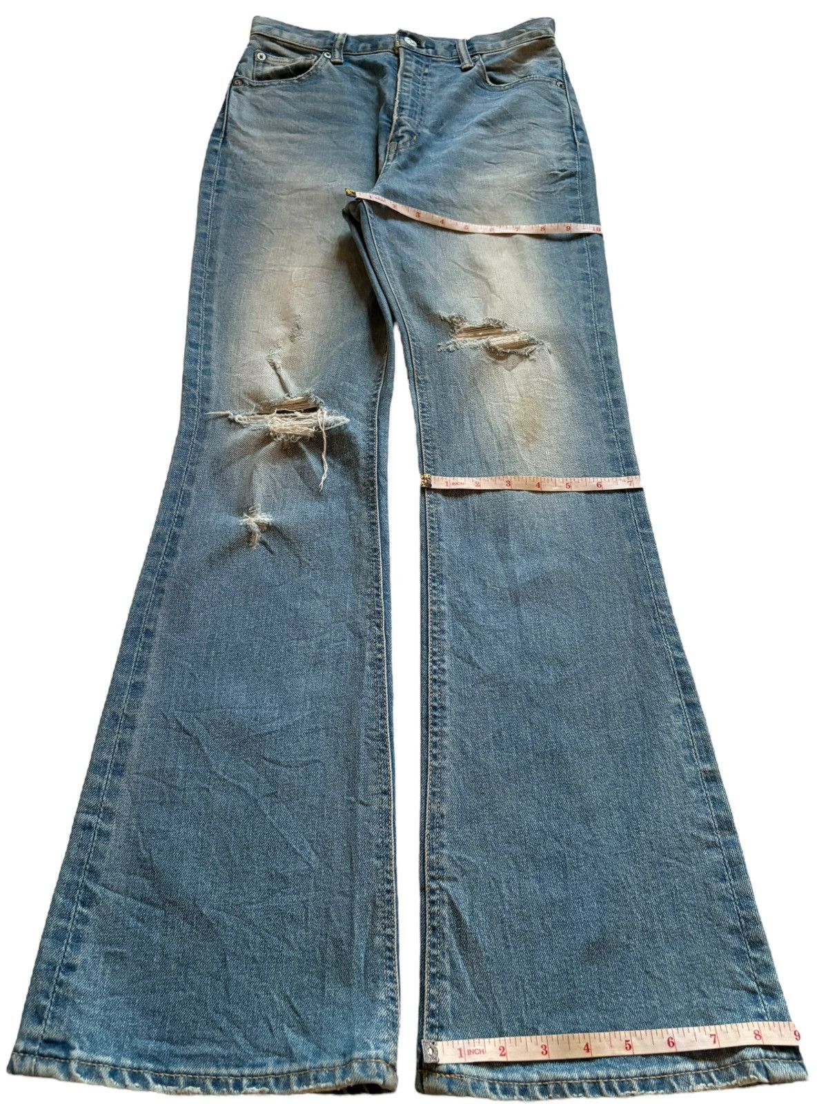 Japanese Brand Vintage Japanese Brand Mud Wash Distress Ripped Flare Jeans Size 27" / US 4 / IT 40 - 17 Thumbnail