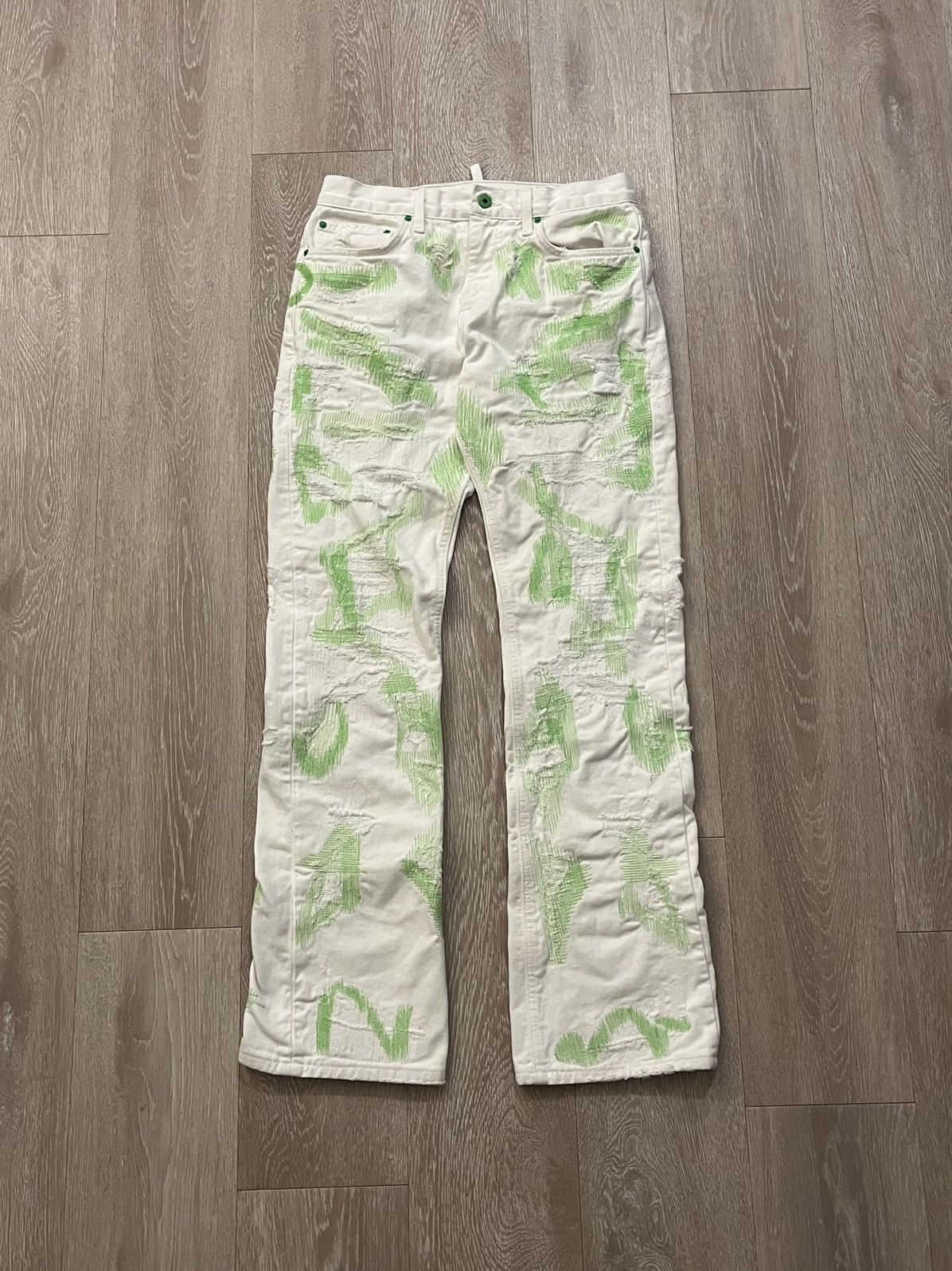 Vlone Endless White/Green Denim Size US 31 - 5 Thumbnail