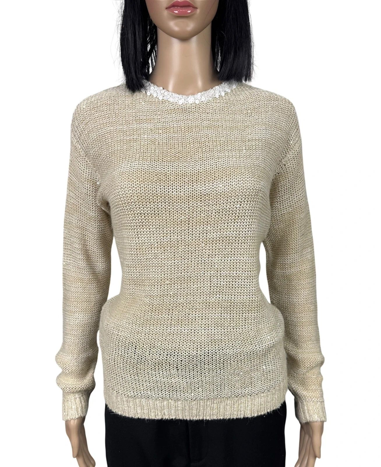 Brunello Cucinelli Brunello Cucinelli Sequined Sweater Hemp Linen size XS Size XS / US 0-2 / IT 36-38 - 2 Thumbnail