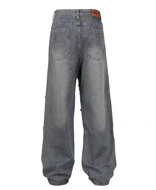 Jean Vintage washed and faded loose fitting patchwork jeans Size US 28 / EU 44 - 4 Thumbnail