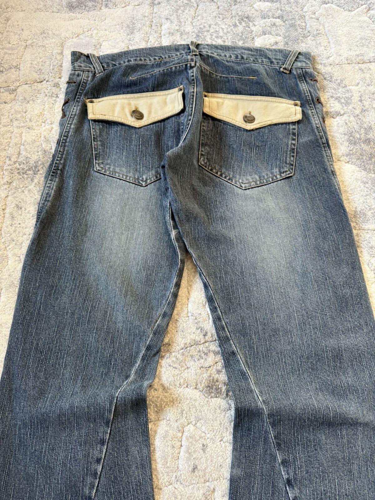 If Six Was Nine Slow Hand Jam 40 Paneled Asymmetrical Lace Up Flared Jeans Size US 32 / EU 48 - 12 Thumbnail