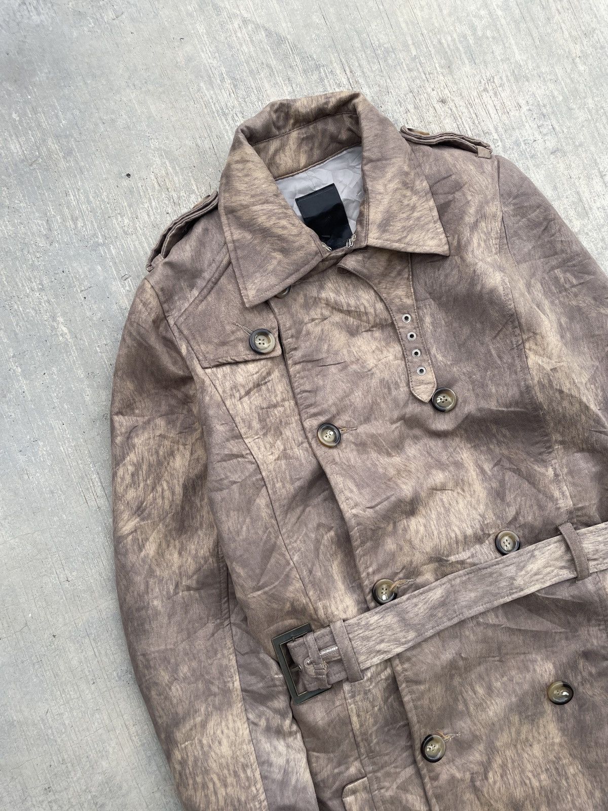 14th Addiction 💥RARE💥2000s JAPANESE BRAND MIDAS TRENCH COAT ANIMAL SKIN Size US S / EU 44-46 / 1 - 3 Thumbnail