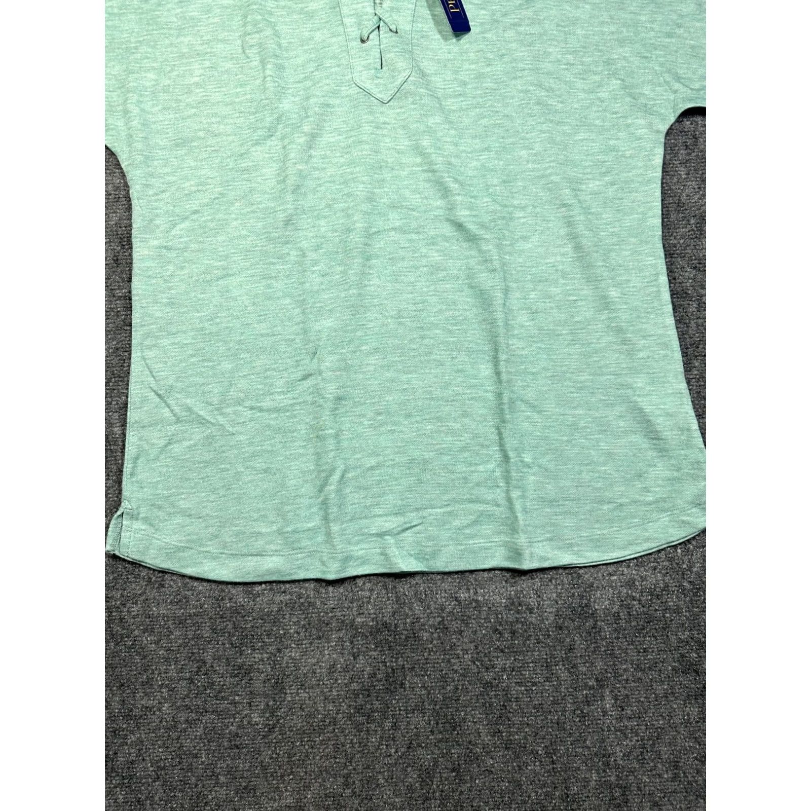 Pendleton Pendleton Shirt Womens Large Green Stretch Knit Lace Up V Neck Short Sleeve Size L / US 10 / IT 46 - 2 Thumbnail