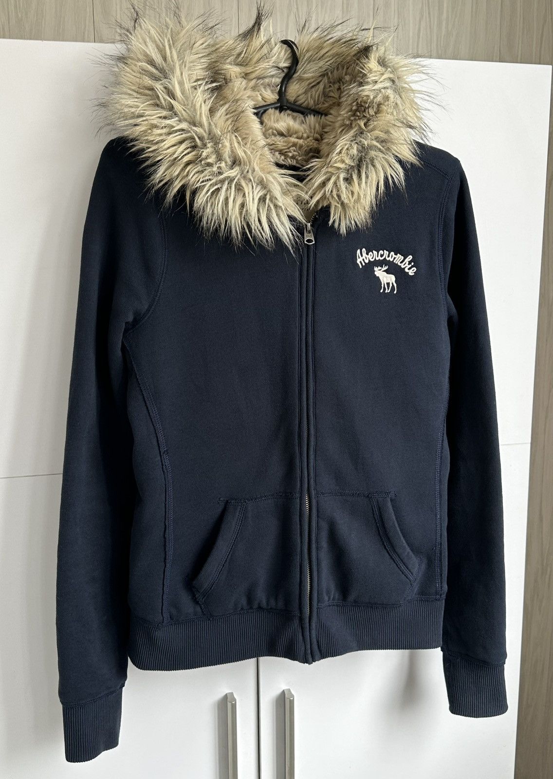 Abercrombie & Fitch Vintage Abercrombie & Fitch Faux Fur Lined Hoodie Blue Y2K Size L / US 10 / IT 46 - 2 Thumbnail