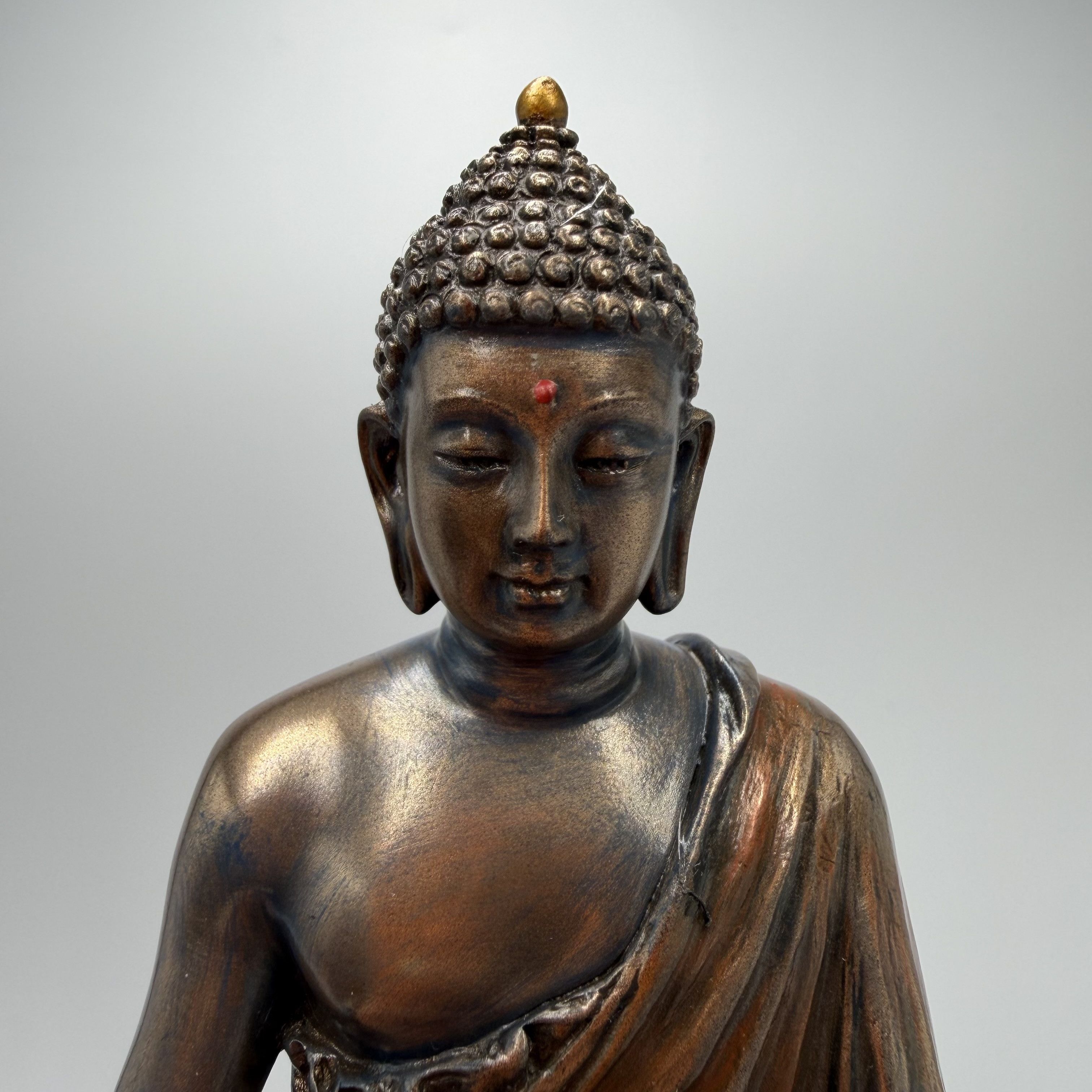 Vintage Buddha Statue Bronze Finish Polystone Meditation Figurine Size ONE SIZE - 3 Thumbnail