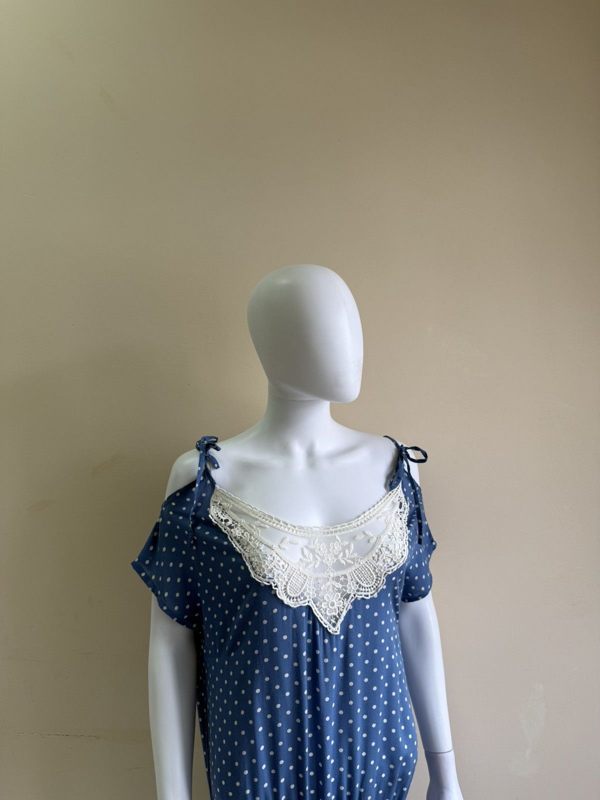 Vintage Ewa I Walla Blue Polka Dot Short Sleeve Midi Dress Size XS Size XS / US 0-2 / IT 36-38 - 4 Thumbnail