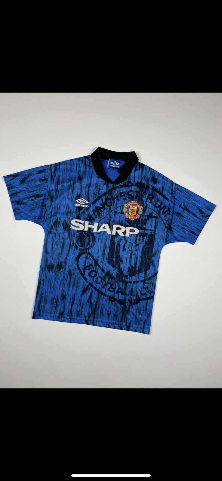 Vintage Umbro Manchester United soccer jersey rare blue Away