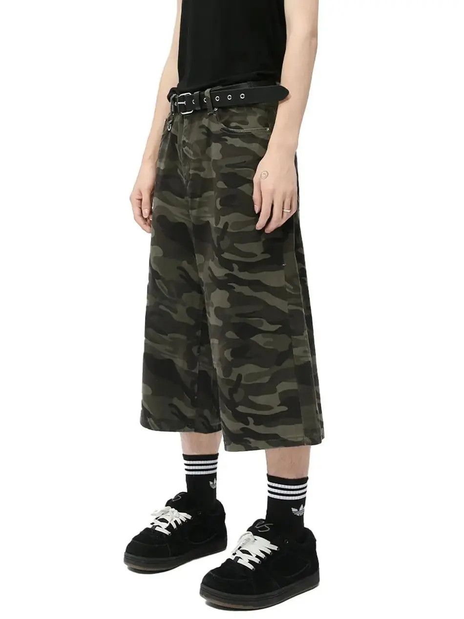 Japanese Brand Retro camouflage wide leg denim shorts Size US 32 / EU 48 - 4 Thumbnail