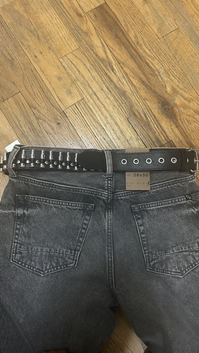 Other Vintage black bullet belt Size 28 - 5 Thumbnail