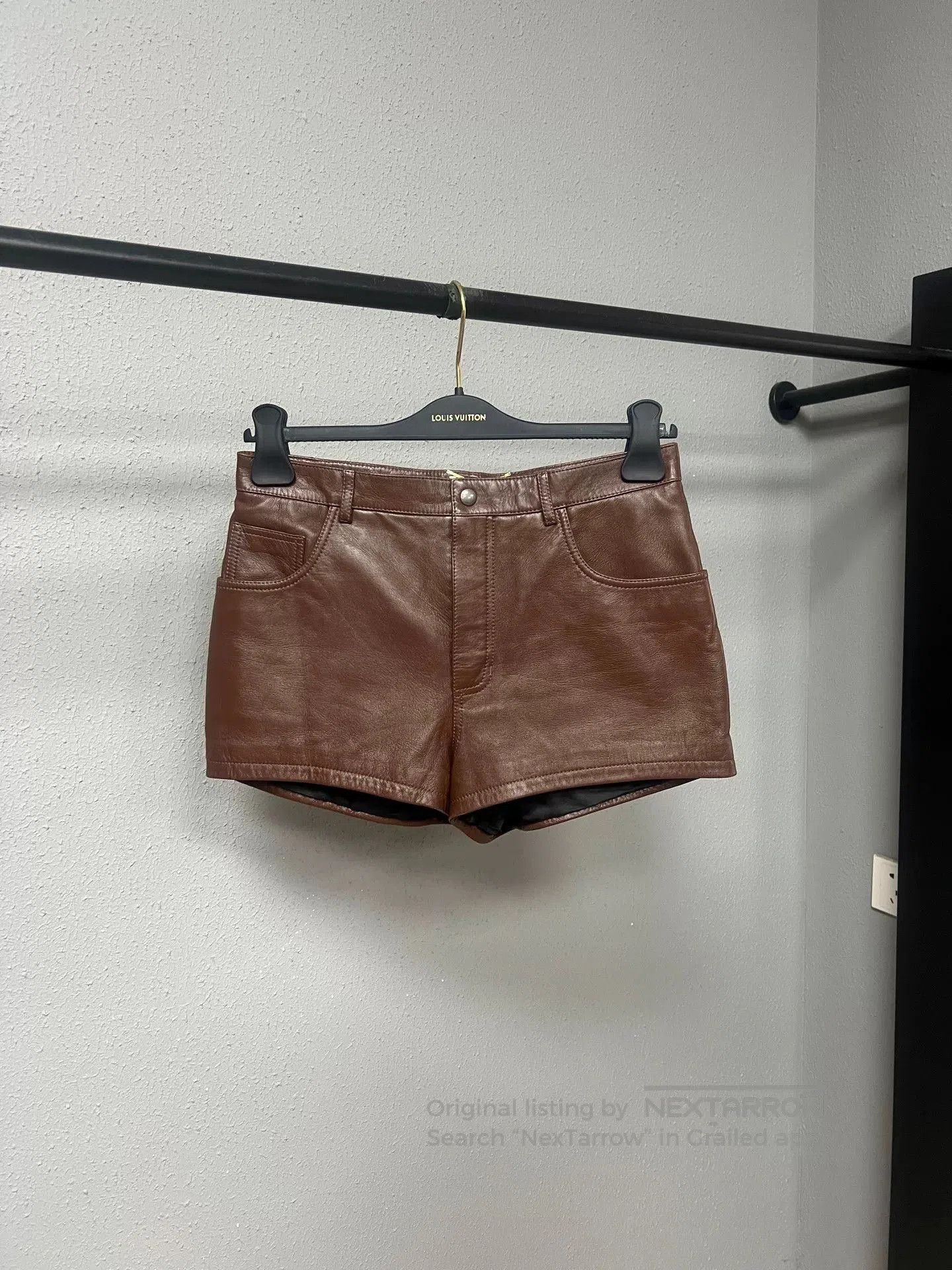Saint Laurent Paris Brown Leather Shorts by Yves Saint Laurent. Size 37" - 1 Thumbnail