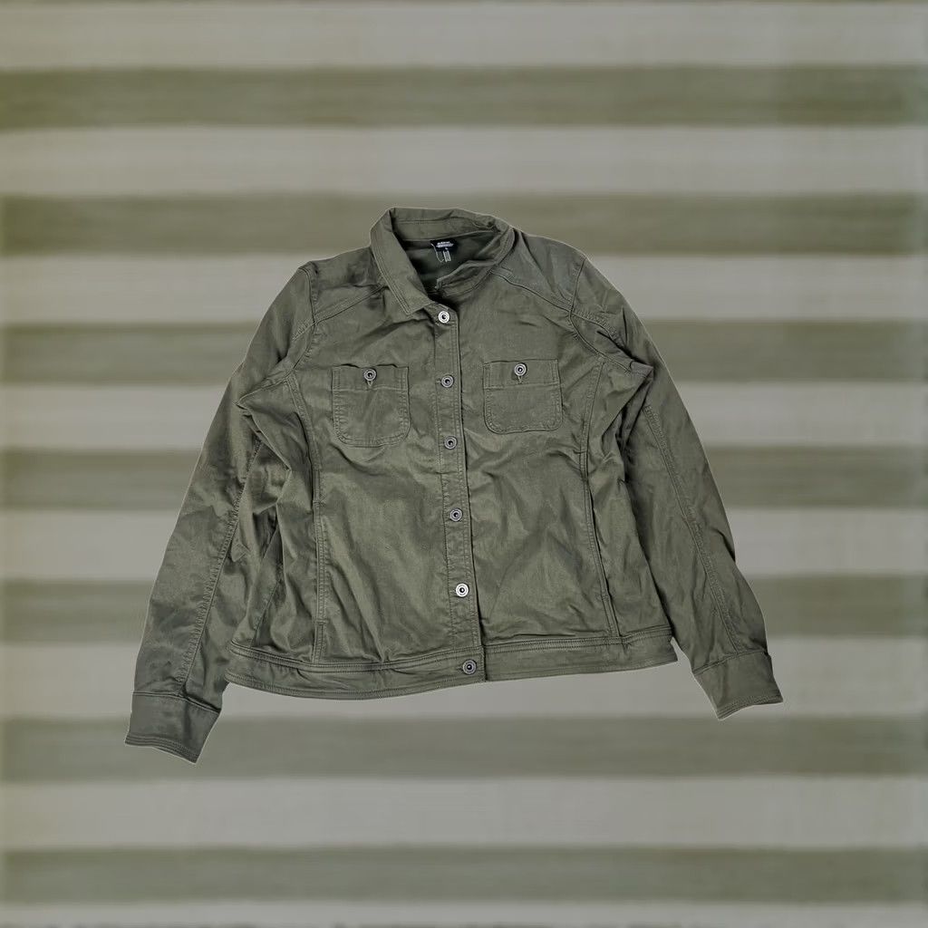 Vintage Kuhl Jacket Unisex L Green Military Collared Pockets Twill Short Casual Size 36" / US 14 / IT 50 - 1 Thumbnail