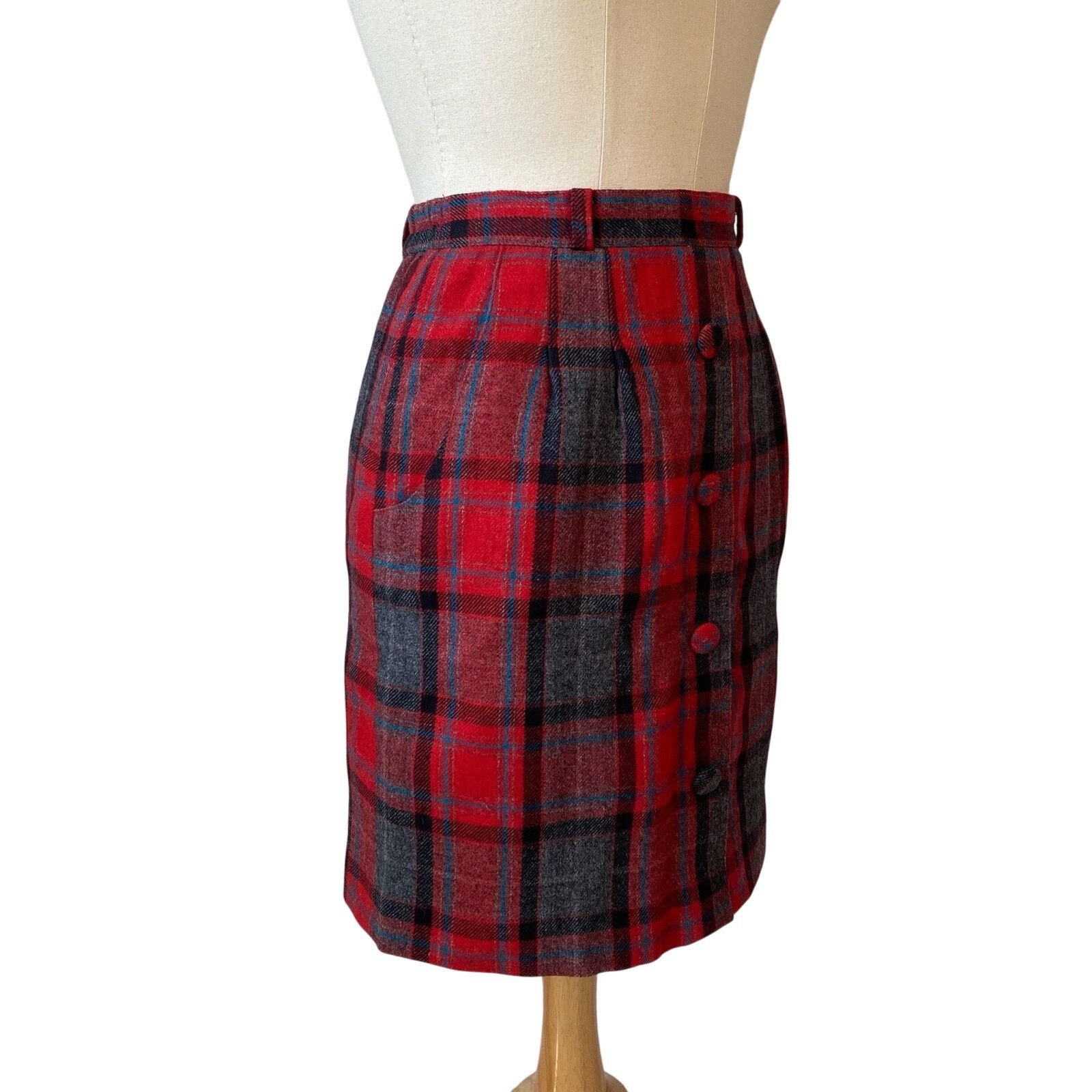 Other vintage 80s red plaid pin up skirt Size 28" / US 6 / IT 42 - 4 Thumbnail