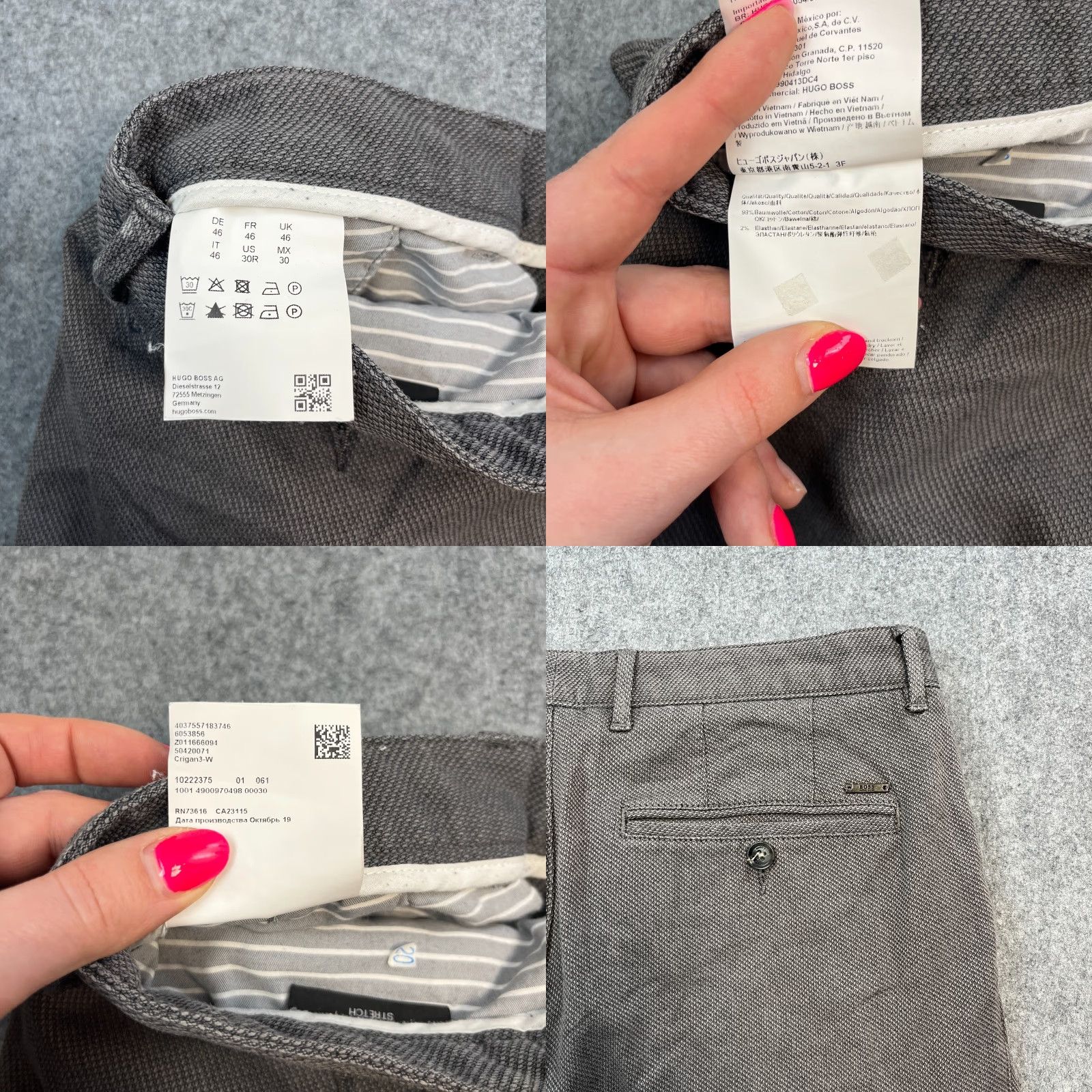 Hugo Boss Hugo Boss Chino Trousers Slim Tapered Grey 30 32 Men Regular 5-Pocket Cotton Elastan Casual Formal Workwear Preppy Size US 30 / EU 46 - 8 Thumbnail